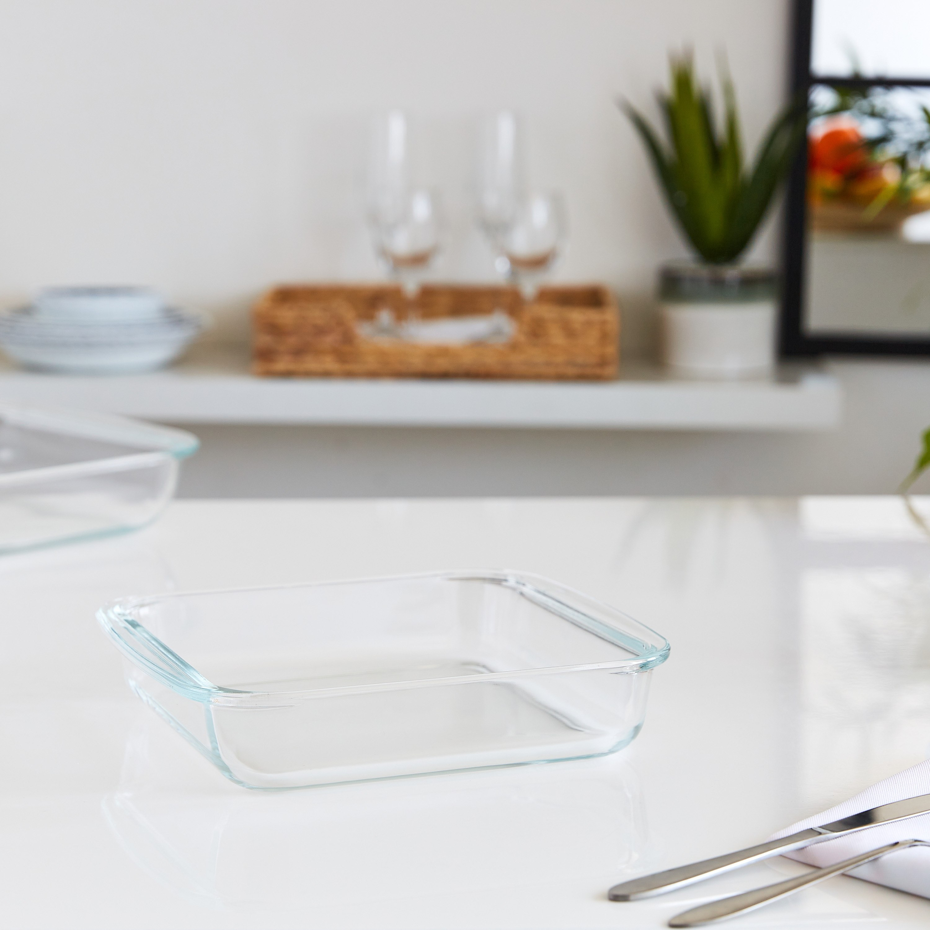 صحن خبز زجاجي مربع من جراسيا - 1.8 لتر-hbxkitchen-bakeware-image-1