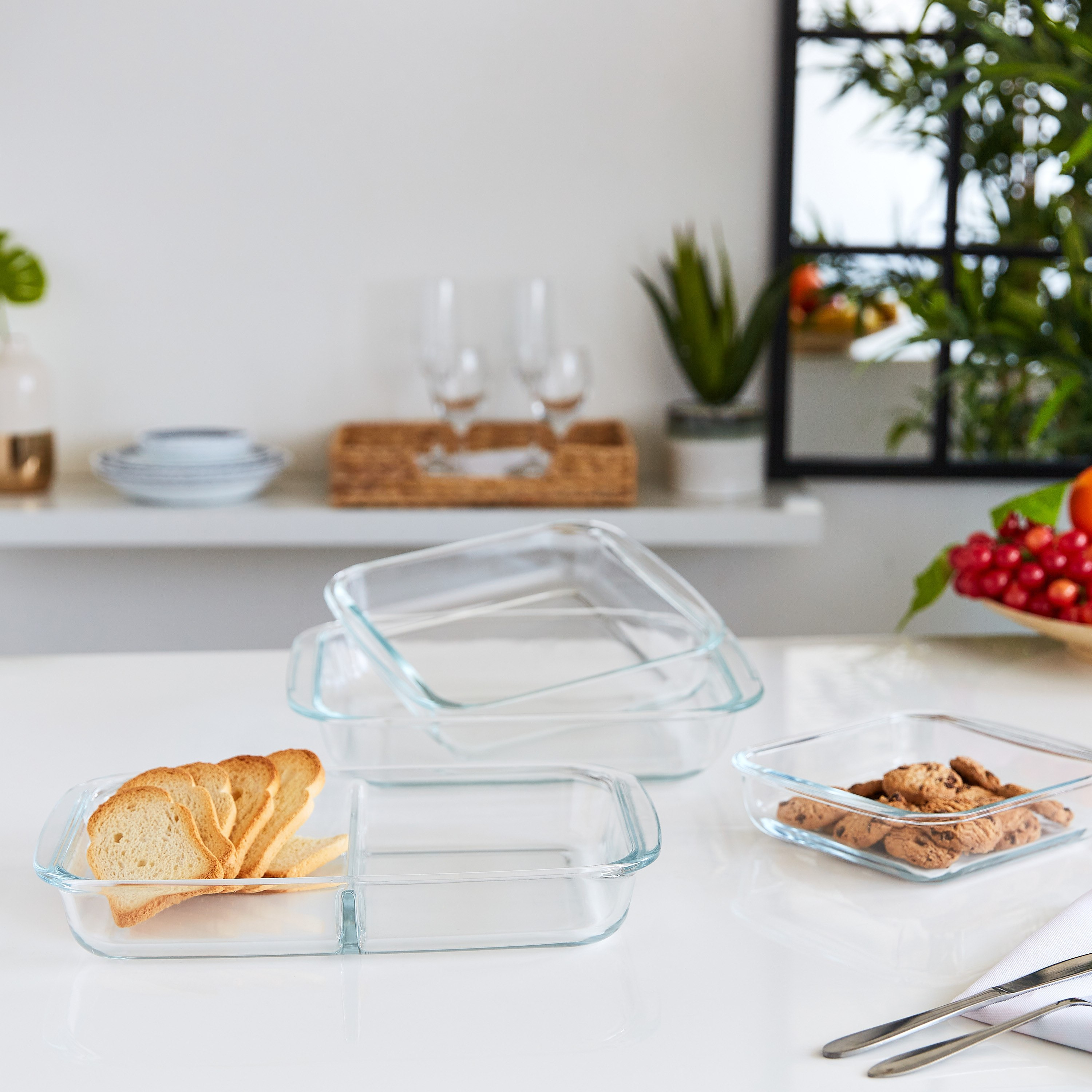 صحن خبز زجاجي مربع من جراسيا - 1.8 لتر-hbxkitchen-bakeware-image-4