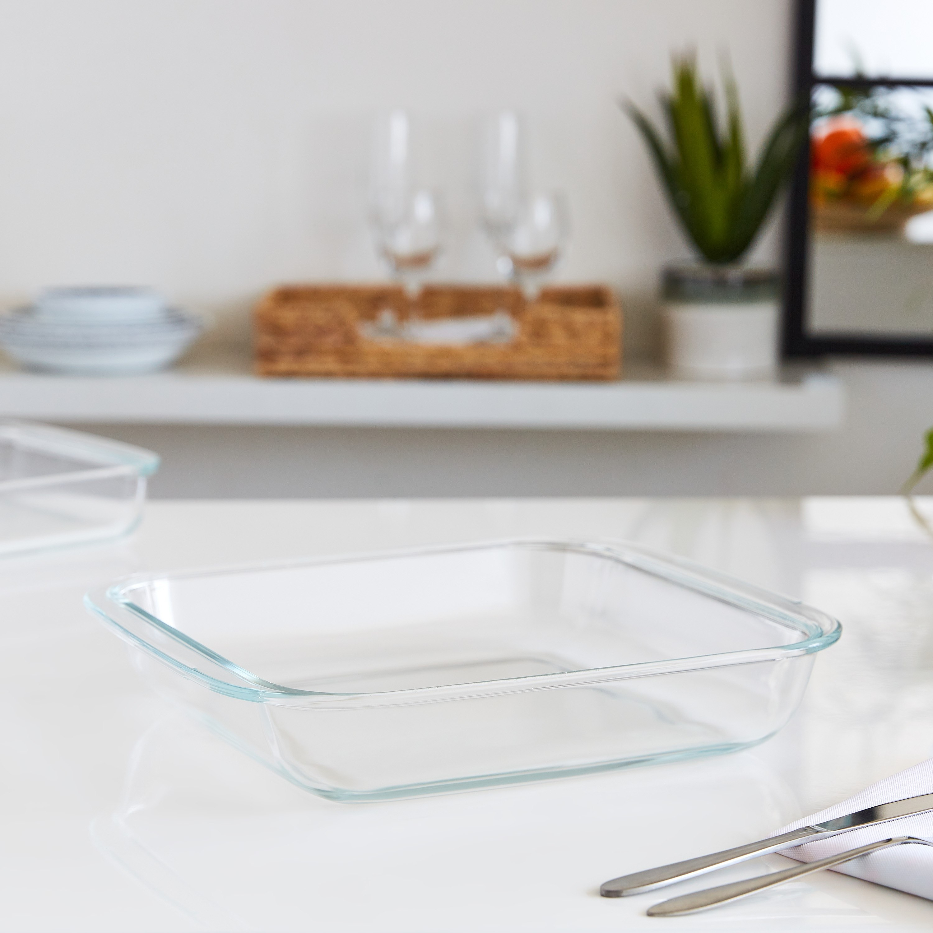 صحن خبز زجاجي مربع من جراسيا - 3 لتر-hbxkitchen-bakeware-image-1