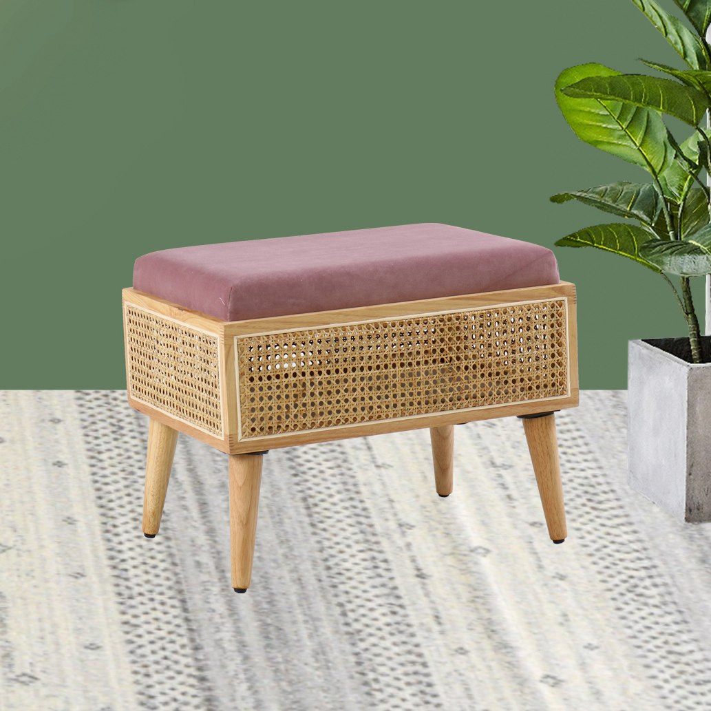مقعد مخملي مع وحدة تخزين راتان من بالي-hbxlivingroom-sofasandarmchairs-ottomansandfootstools-image-1