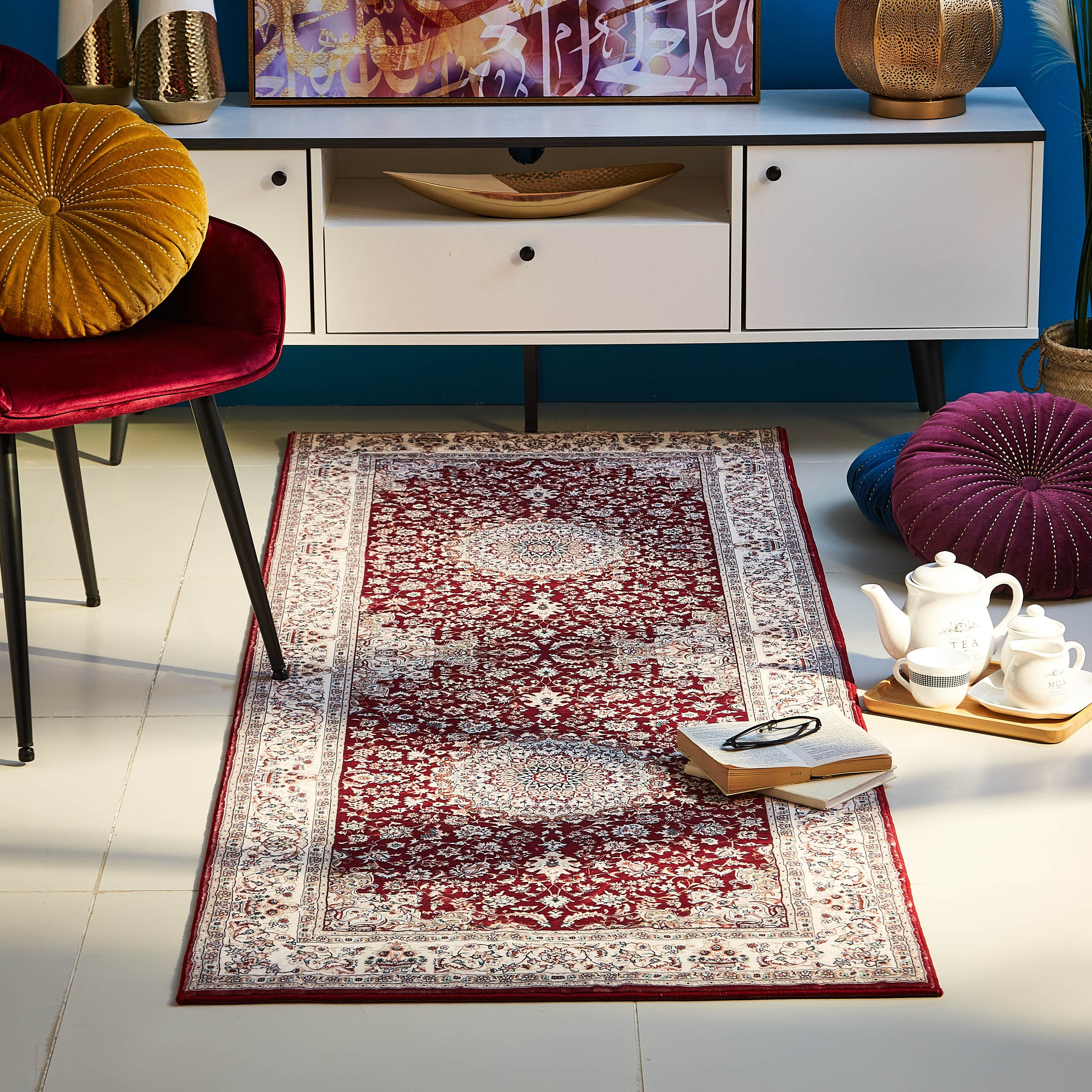 سجادة صوف بطبعات من ميراج - 80x230 سم-hbxdecorandfurnishings-floorcoverings-rugs-image-1