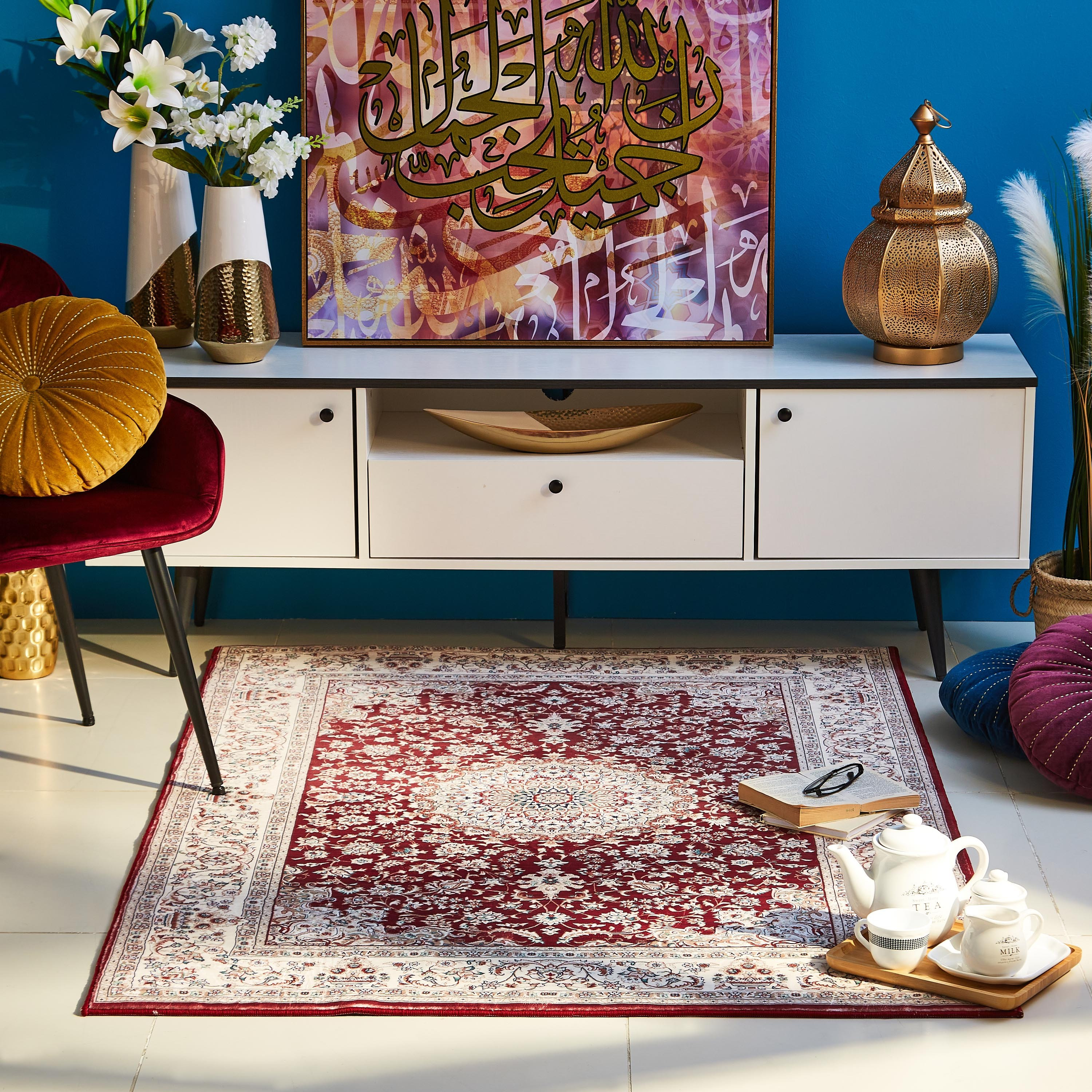 سجادة صوف بطبعات من ميراج - 120x170 سم-hbxdecorandfurnishings-floorcoverings-rugs-image-1