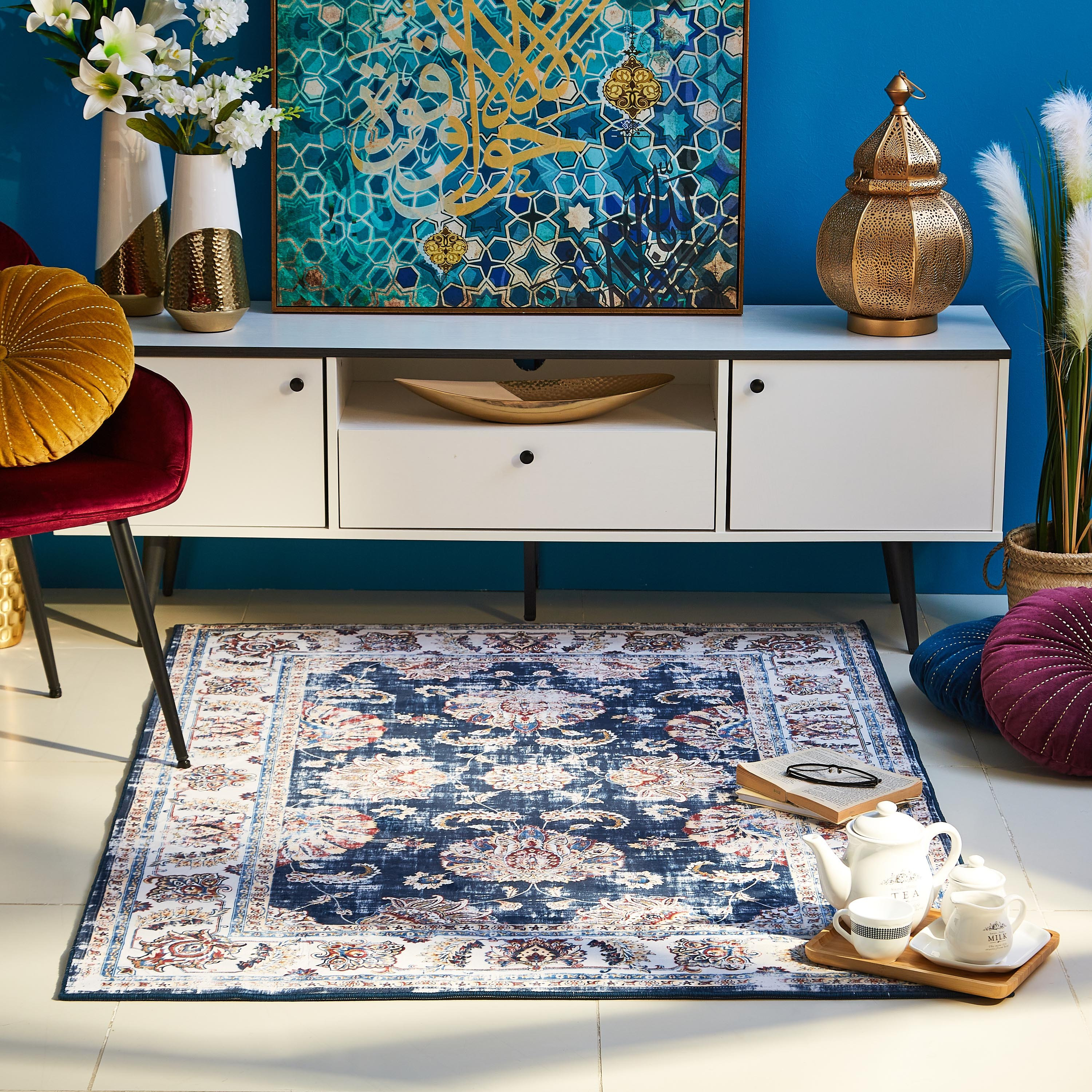 سجادة صوف ممزقة بطبعات من ميراج - 120x170 سم-hbxdecorandfurnishings-floorcoverings-rugs-image-1