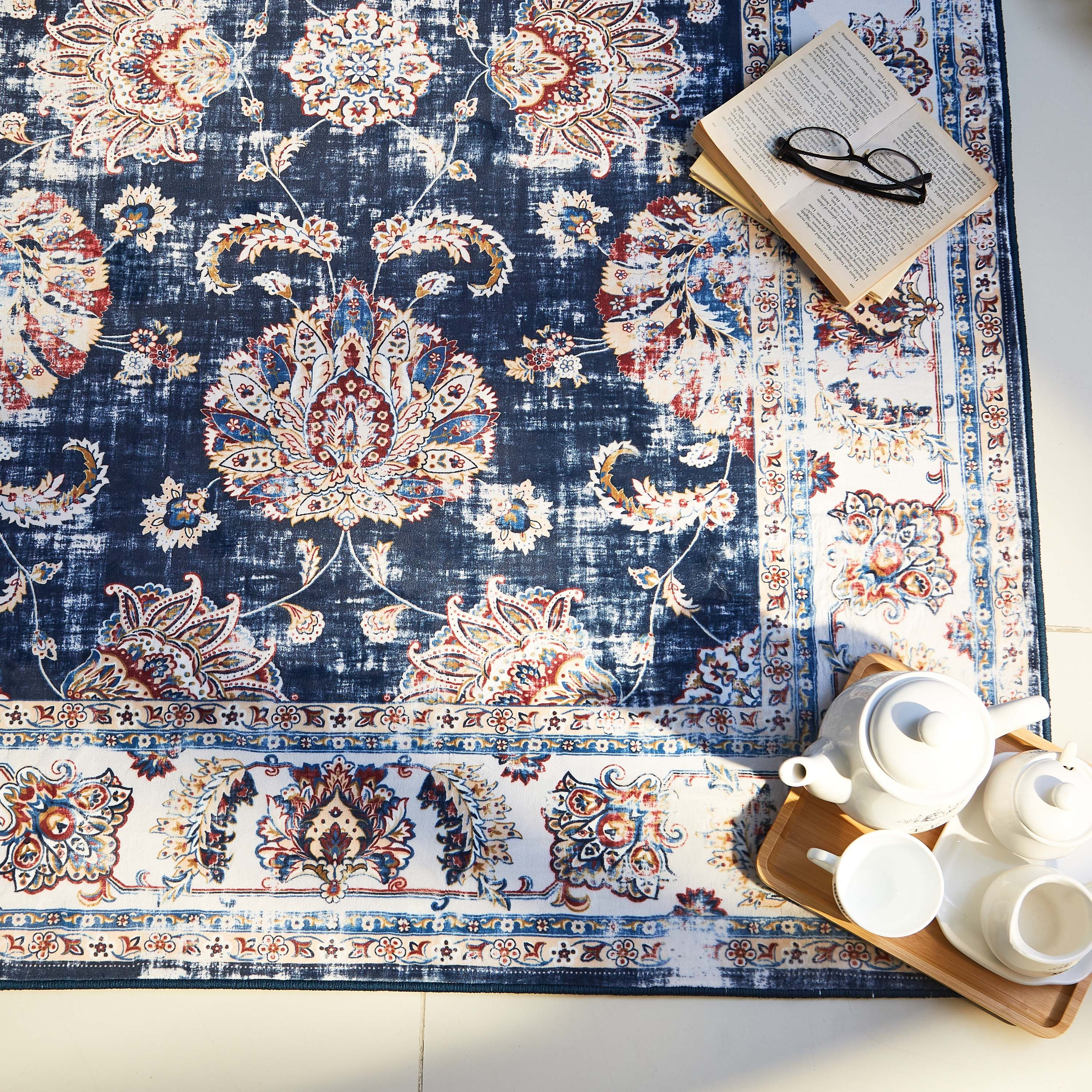 سجادة صوف ممزقة بطبعات من ميراج - 120x170 سم-hbxdecorandfurnishings-floorcoverings-rugs-image-2