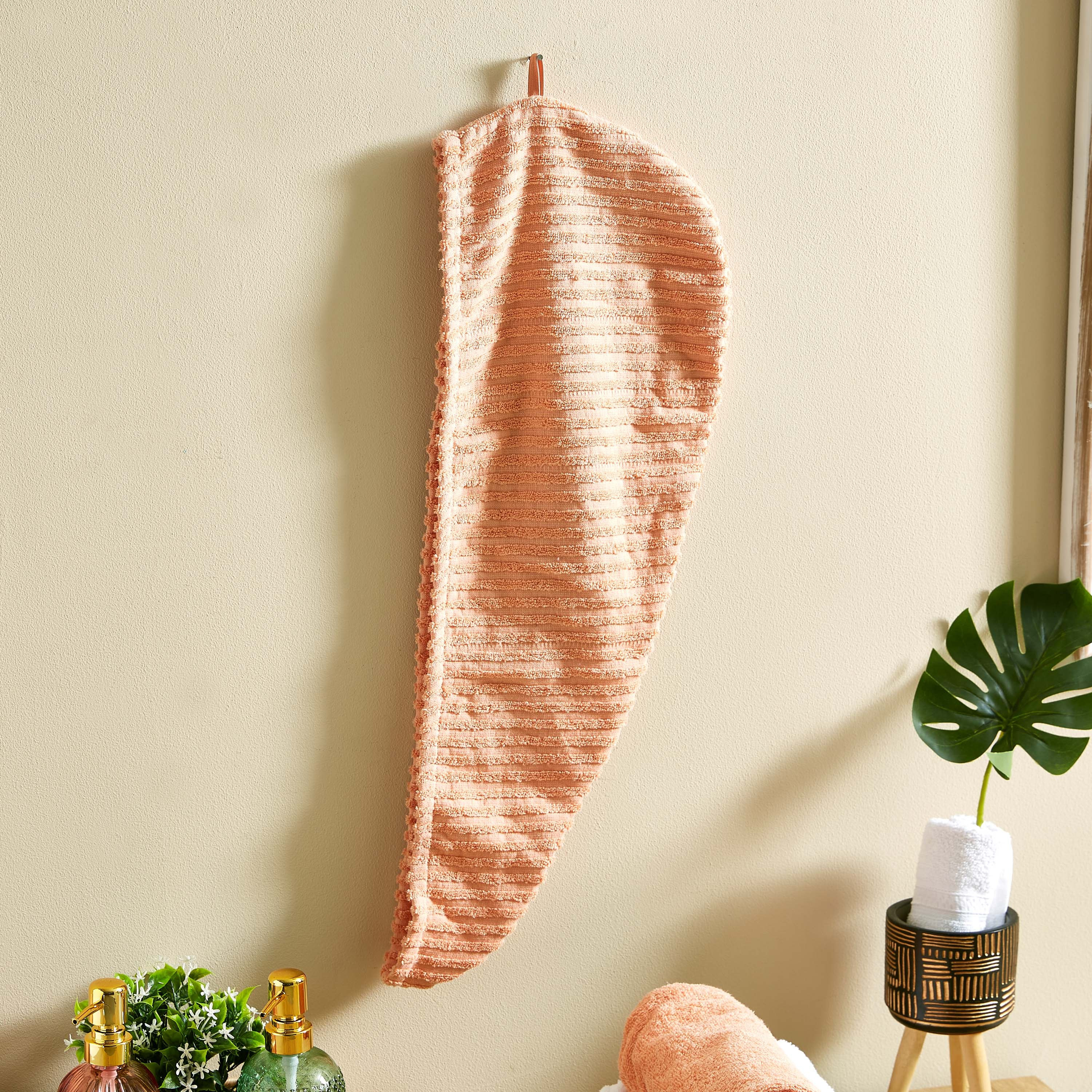 Atlanta Ribbed Cotton Hair Wrap Towel - 68x23 cm-hbxbathroom-bathroomtextiles-image-1