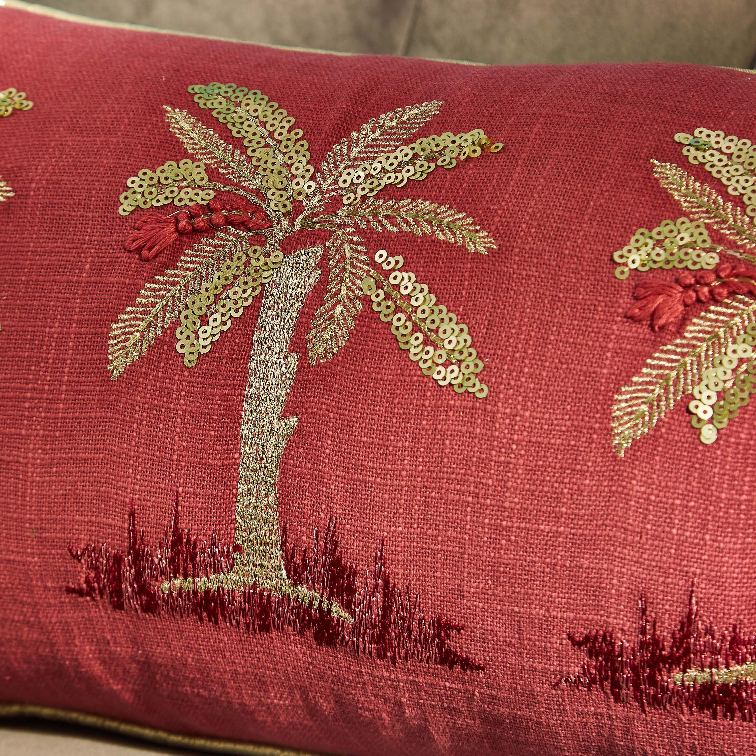 Majestic Lina Velvet Embroidered Filled Cushion - 30x50 cm-hbxlivingroom-furnishings-cushionsandcovers-filledcushions-image-2