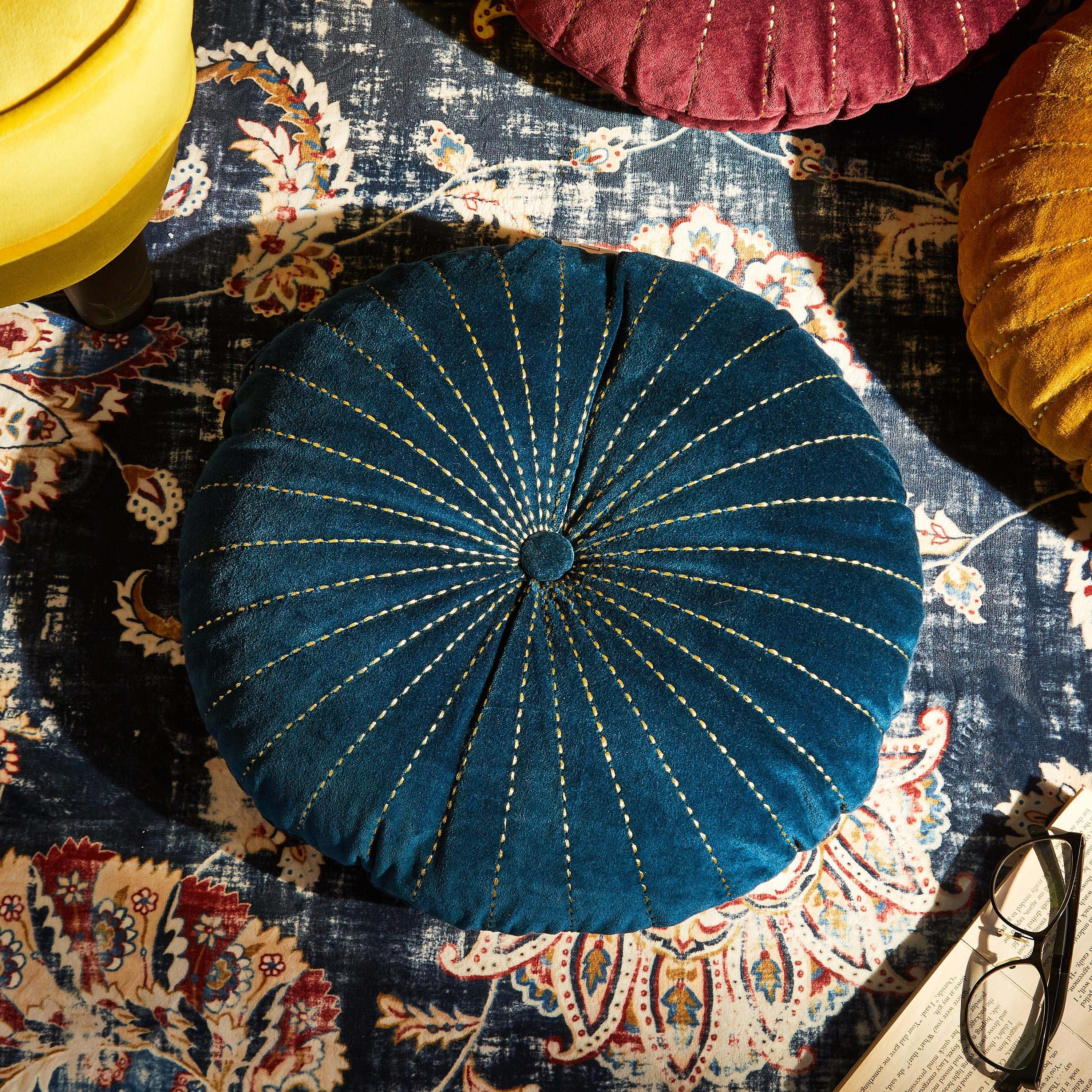 Serene Velvet Embroidered Filled Cushion - 40 cm-hbxlivingroom-furnishings-cushionsandcovers-filledcushions-image-1