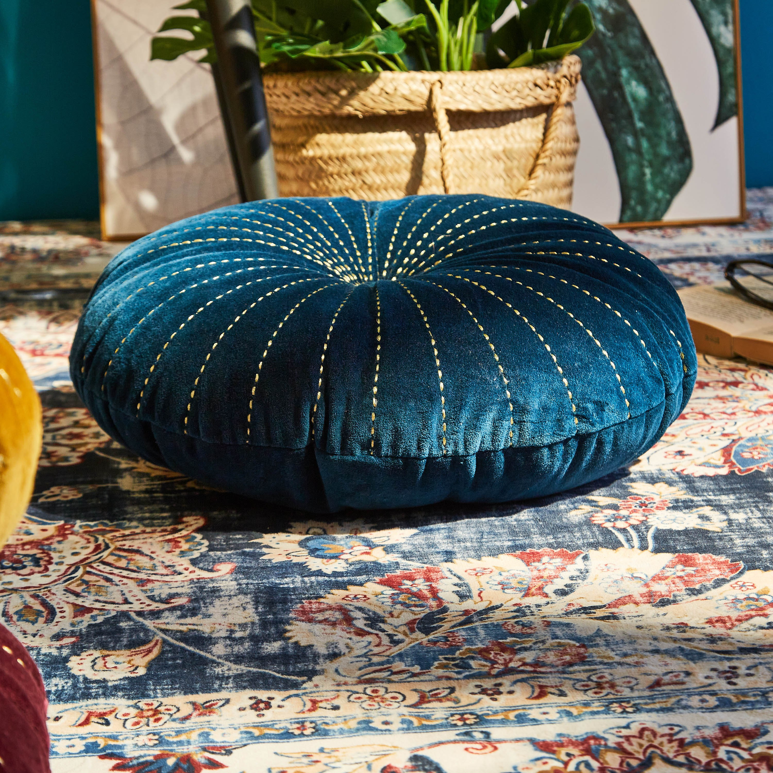 Serene Velvet Embroidered Filled Cushion - 40 cm-hbxlivingroom-furnishings-cushionsandcovers-filledcushions-image-2