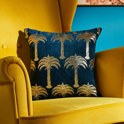 Mirage Palmira Velvet Foil Print Filled Cushion - 40x40 cms