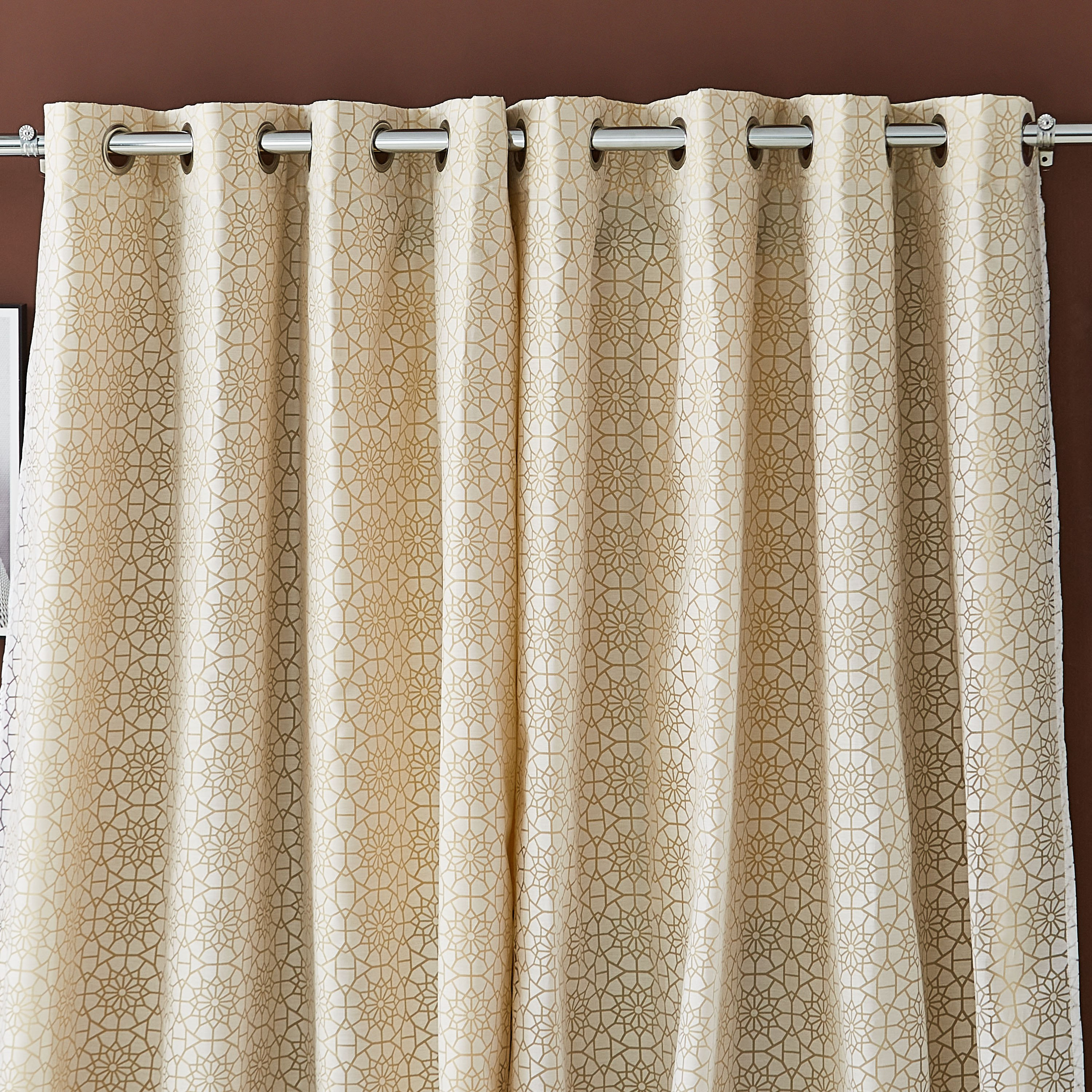 Mashrabiya Liman 2-Piece Double Layer Curtain Set - 140x240 cm-hbxhomeware-hbxdecorandfurnishings-image-1
