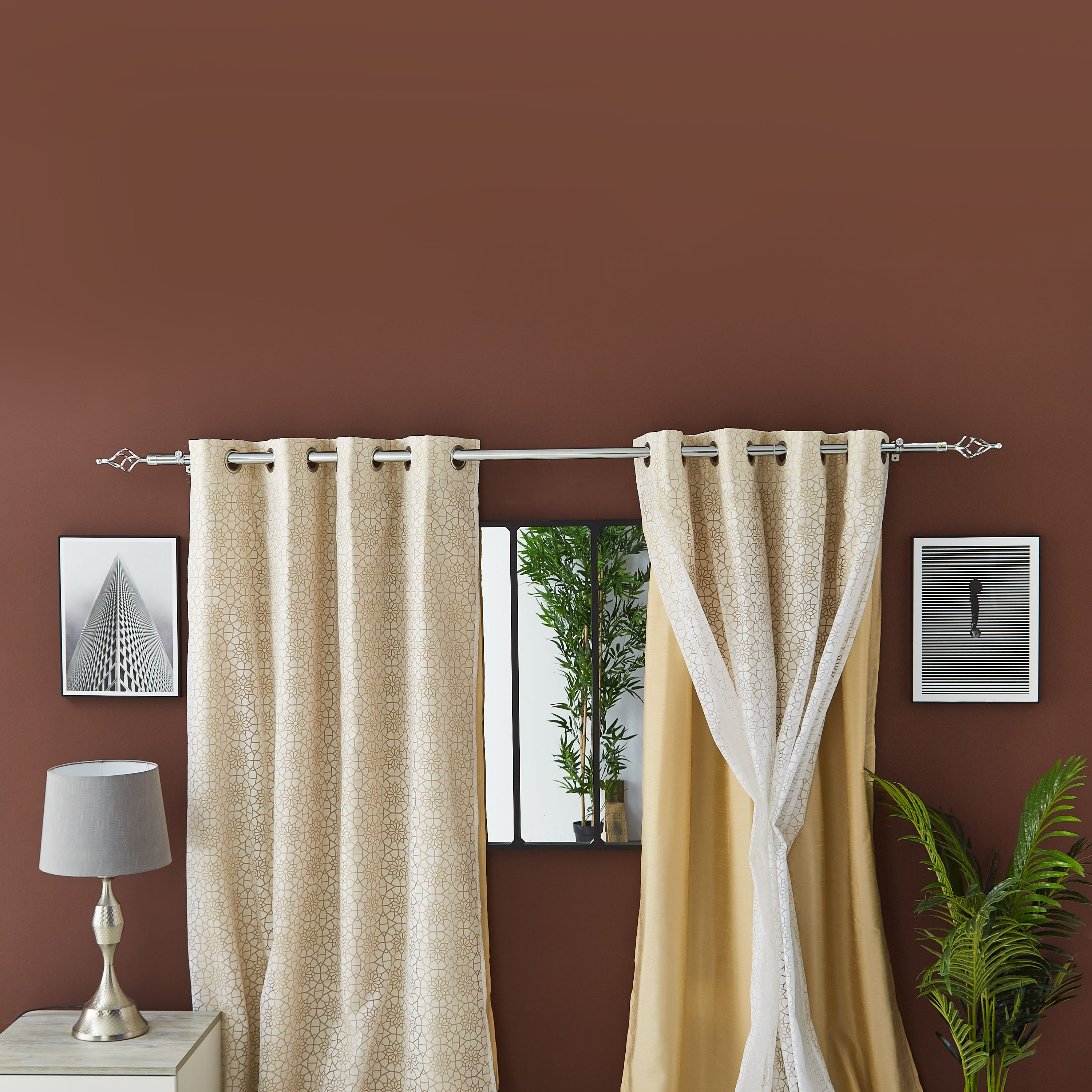 Mashrabiya Liman 2-Piece Double Layer Curtain Set - 140x240 cm-hbxhomeware-hbxdecorandfurnishings-image-5