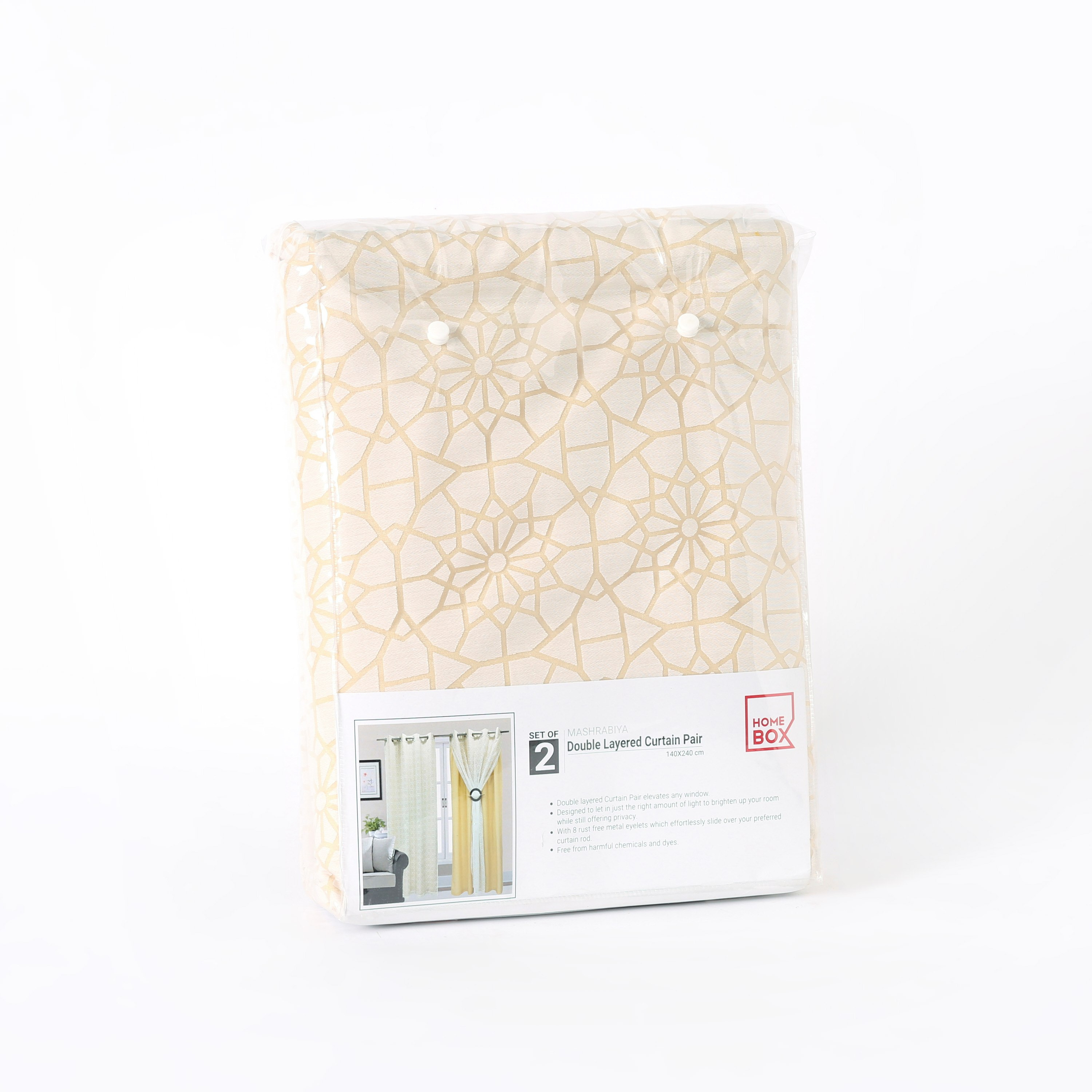 Mashrabiya Liman 2-Piece Double Layer Curtain Set - 140x240 cm-hbxhomeware-hbxdecorandfurnishings-image-6