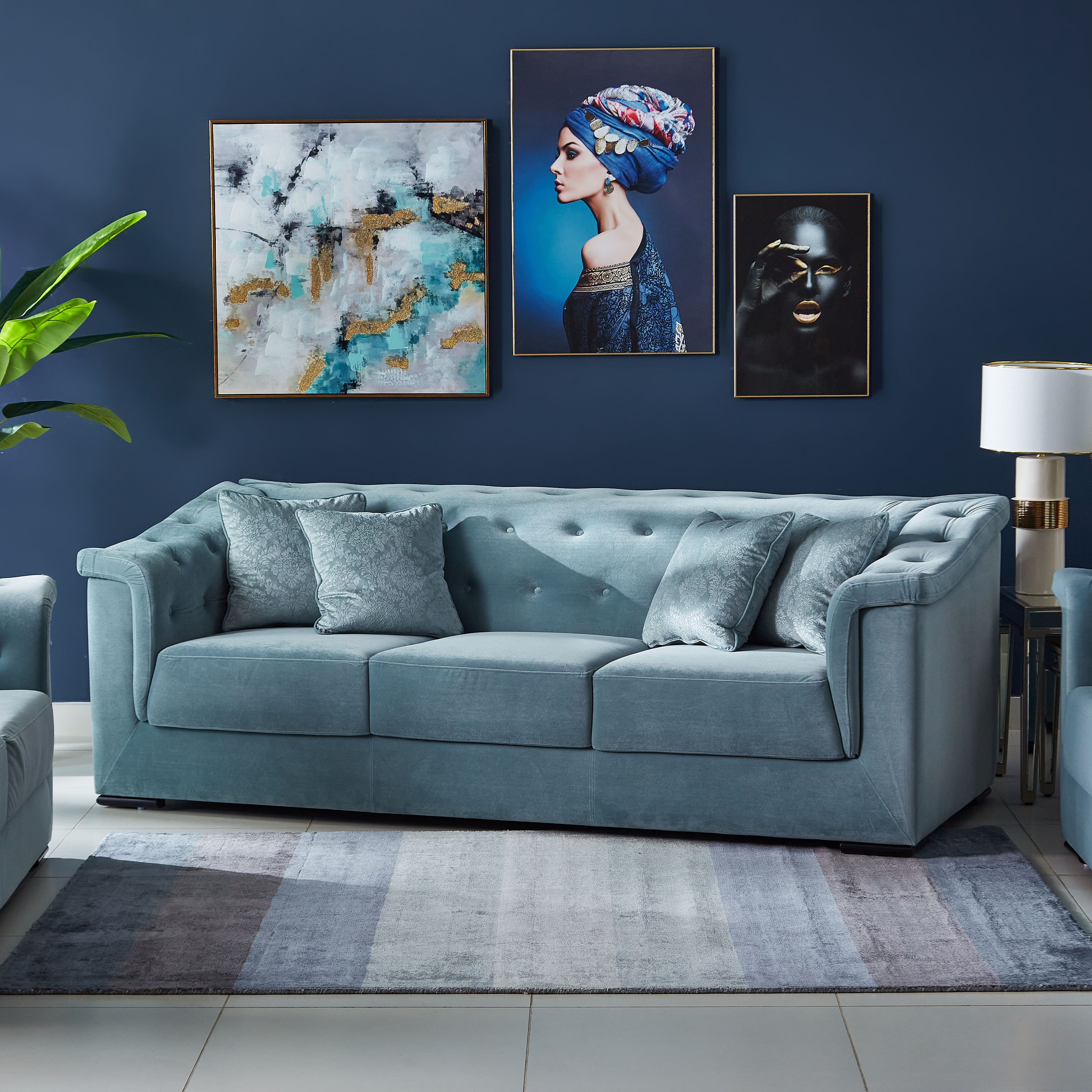 كنبة مخمليّة 3 مقاعد مع 4 وسائد من سندريلا-hbxlivingroom-sofasandarmchairs-sofas-image-2