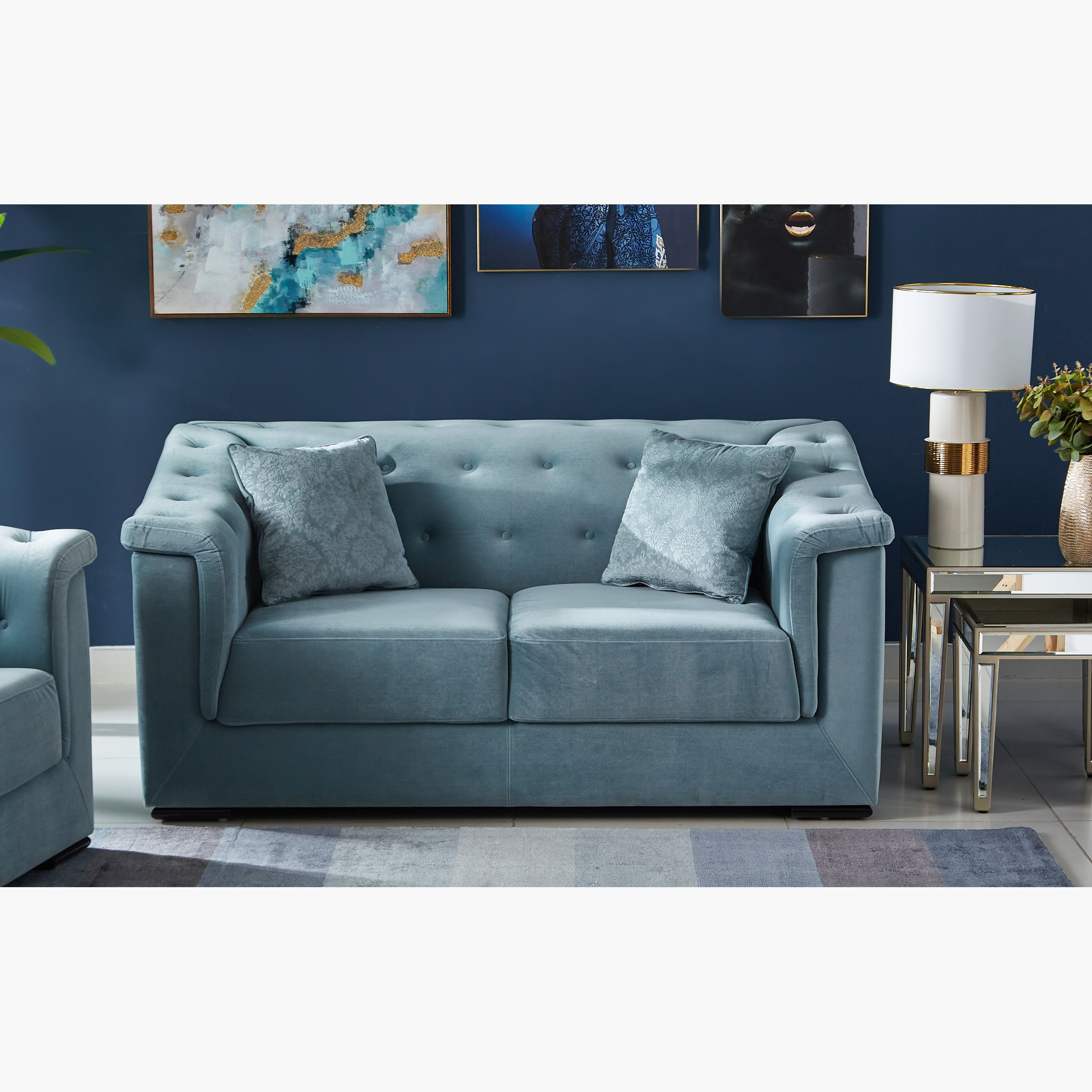 كنبة مخمليّة مقعدين مع وسادتين من سندريلا-hbxlivingroom-sofasandarmchairs-sofas-image-1
