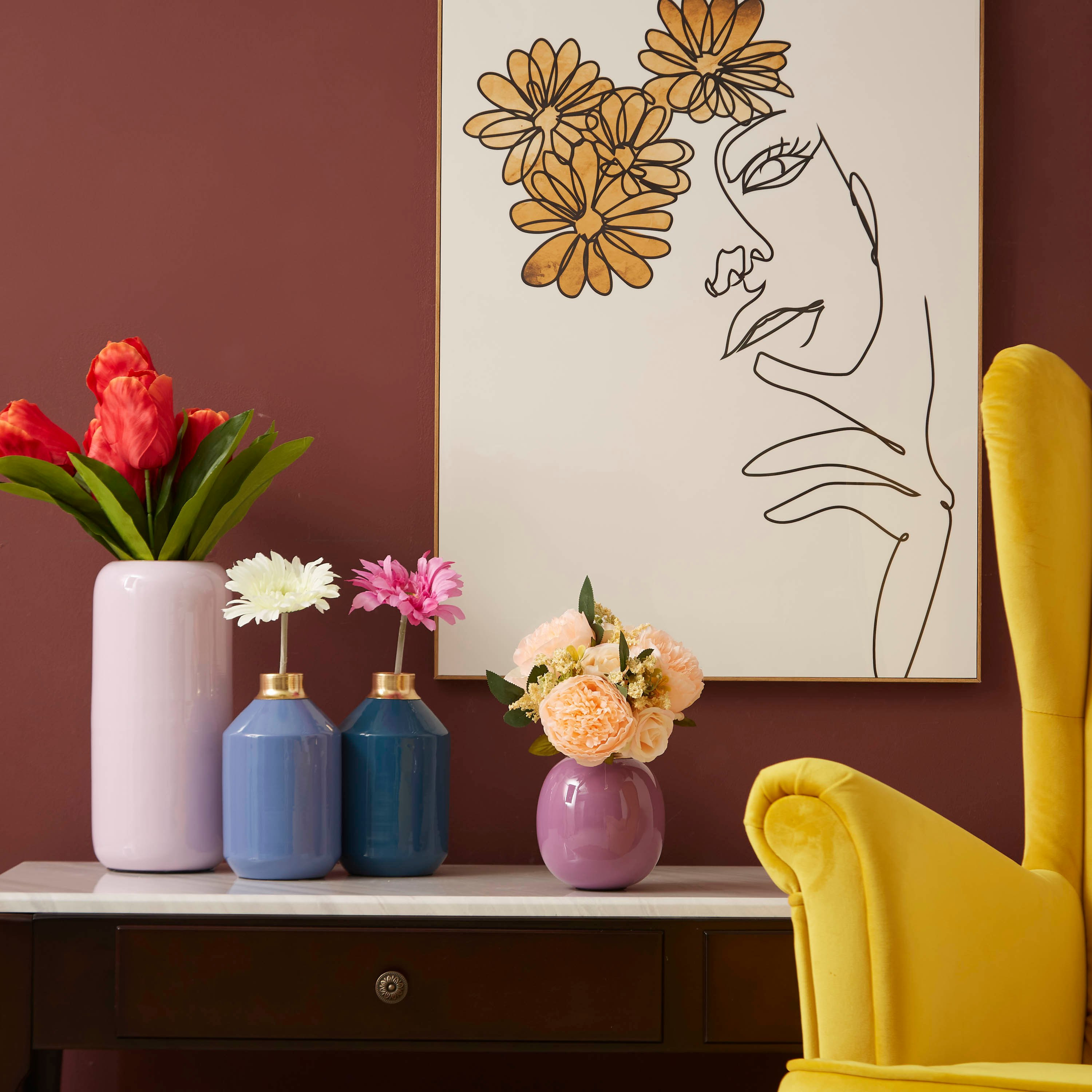 باقة زهور متفتحة من ليدا - 30 سم-hbxdecorandfurnishings-homeaccessories-artificialflowersandplants-image-3