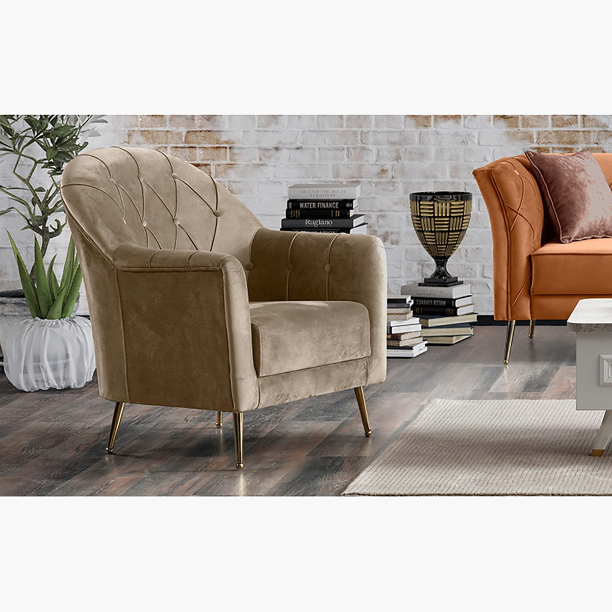 كنبة مخمليّة مقعد واحد من روشيل-hbxlivingroom-sofasandarmchairs-sofas-image-1