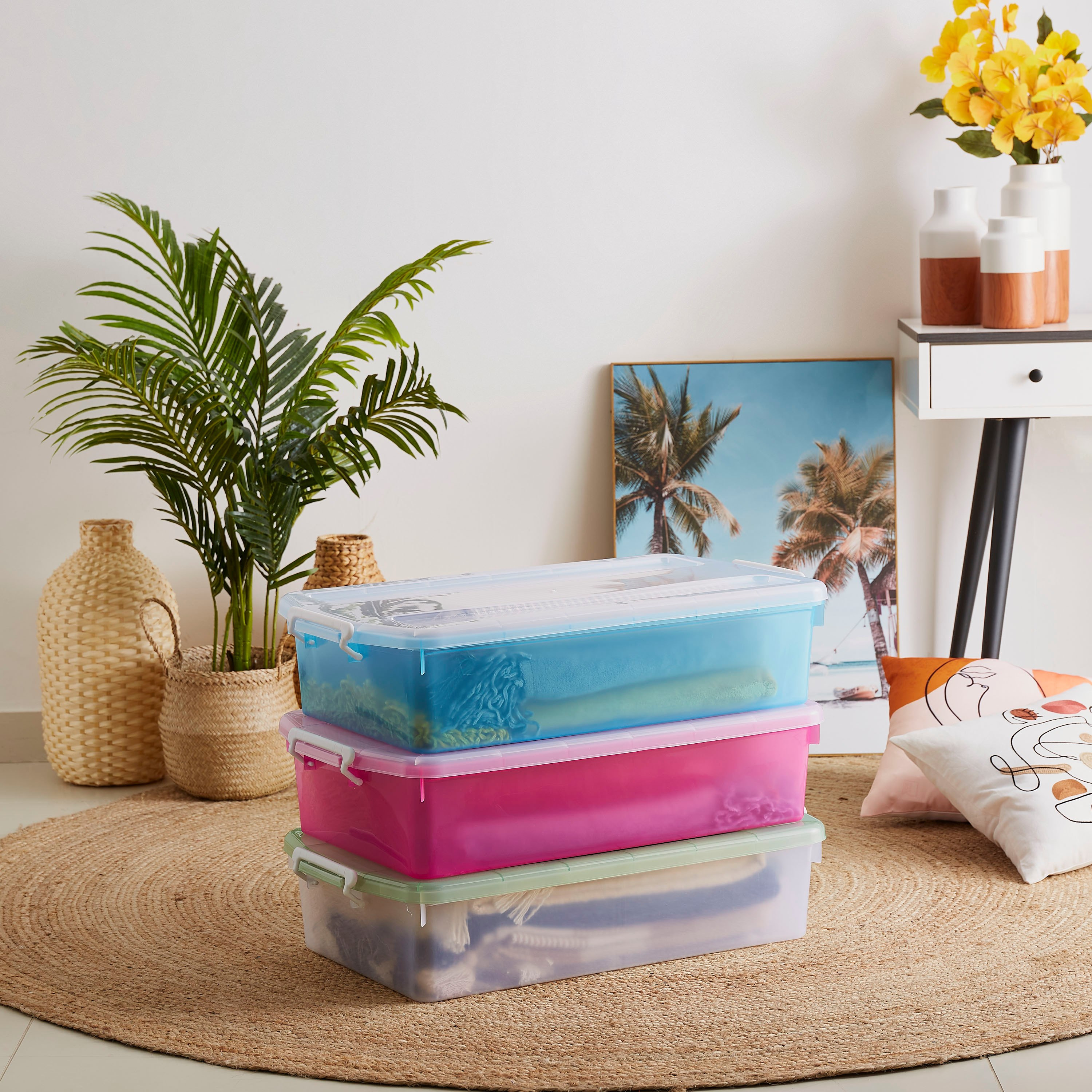 صندوق تخزين تحت السرير بعجلة وغطاء من رولينج - 35 لتر-hbxbedroom-bedroomaccessories-bedroomstorage-image-4