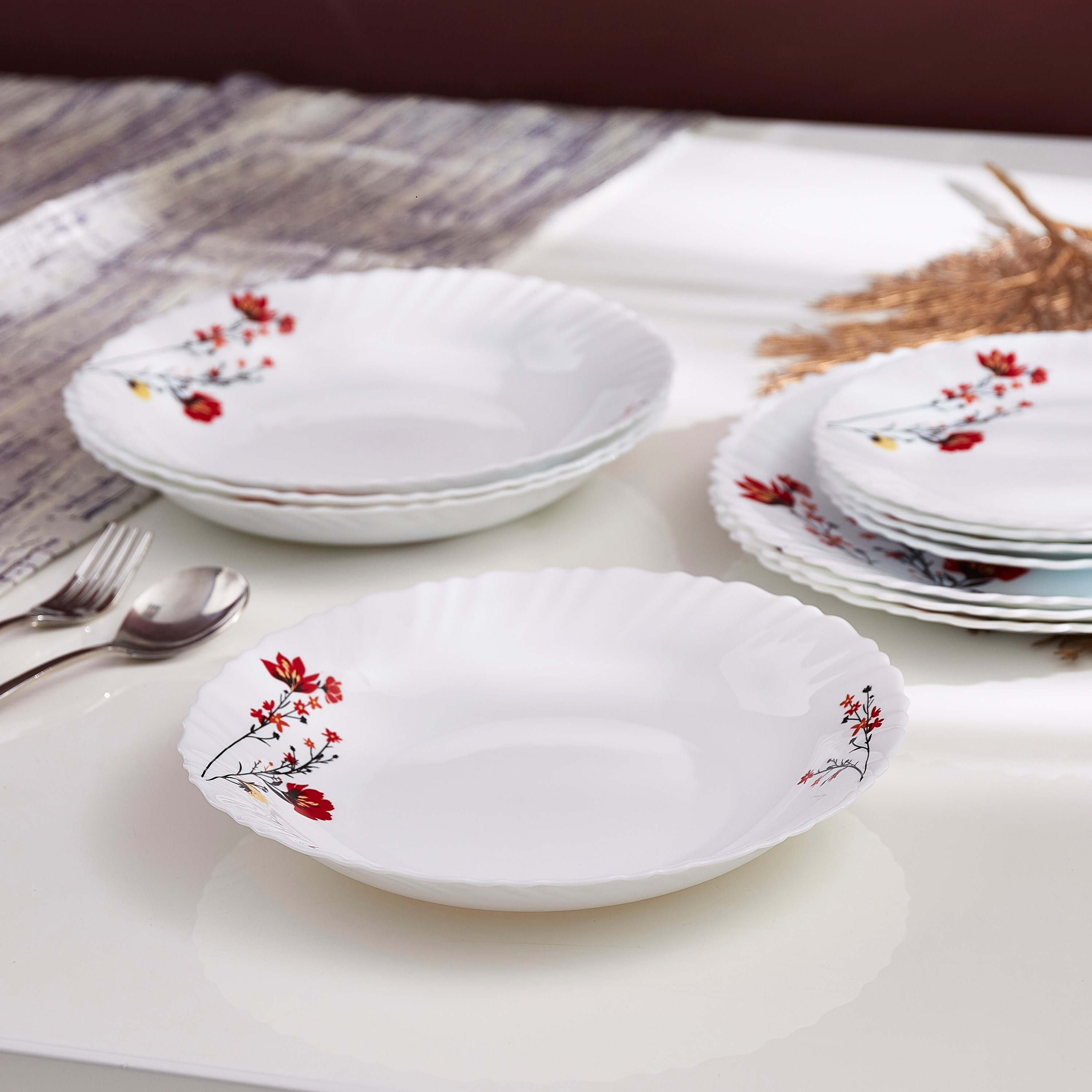 Ivory Chrys Red 20-Piece Opalware Dinner Set-hbxhomeware-hbxkitchen-image-3