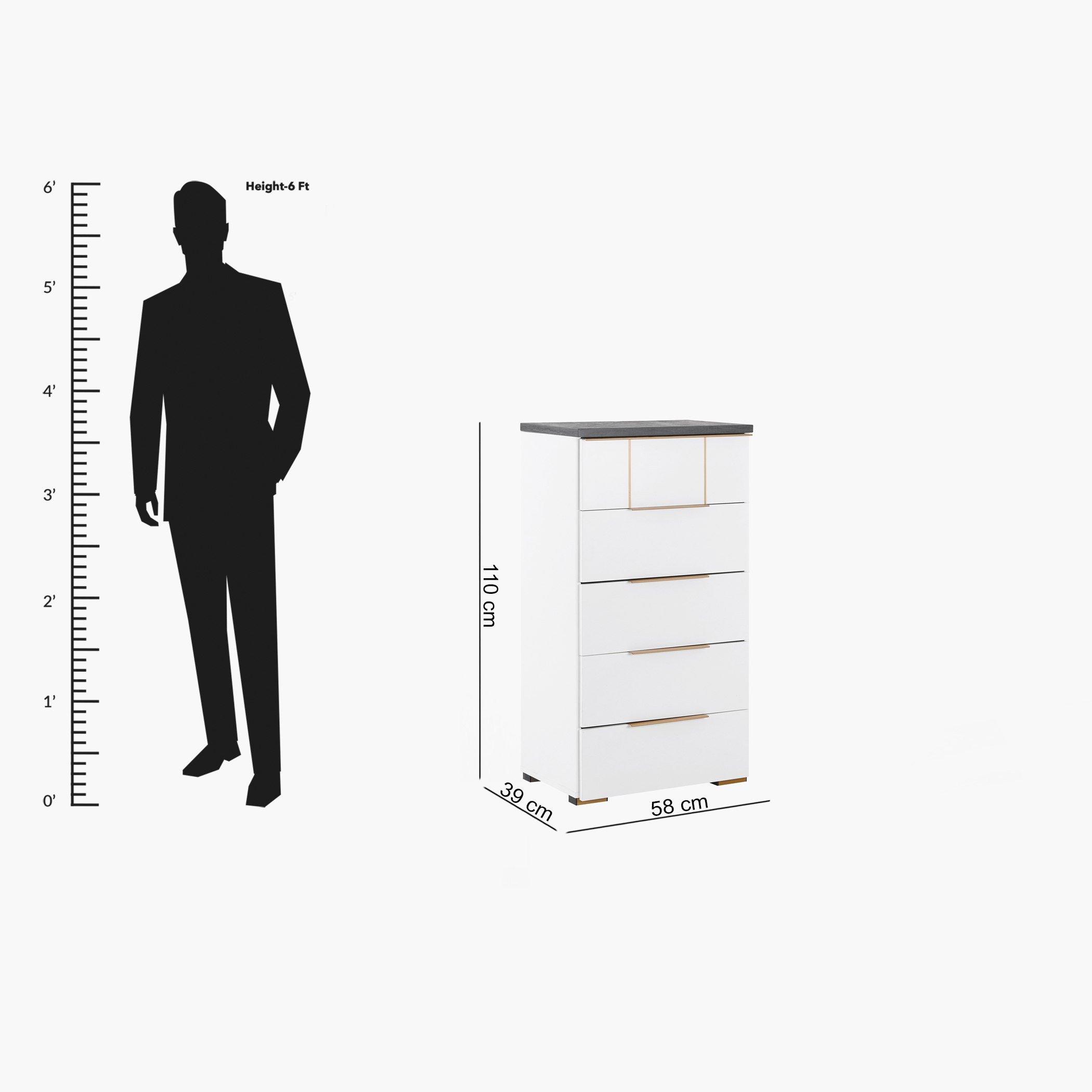 وحدة تخزين بـ5 أدراج من فوندي-hbxfurniture-dressersandchests-chestofdrawers-image-9