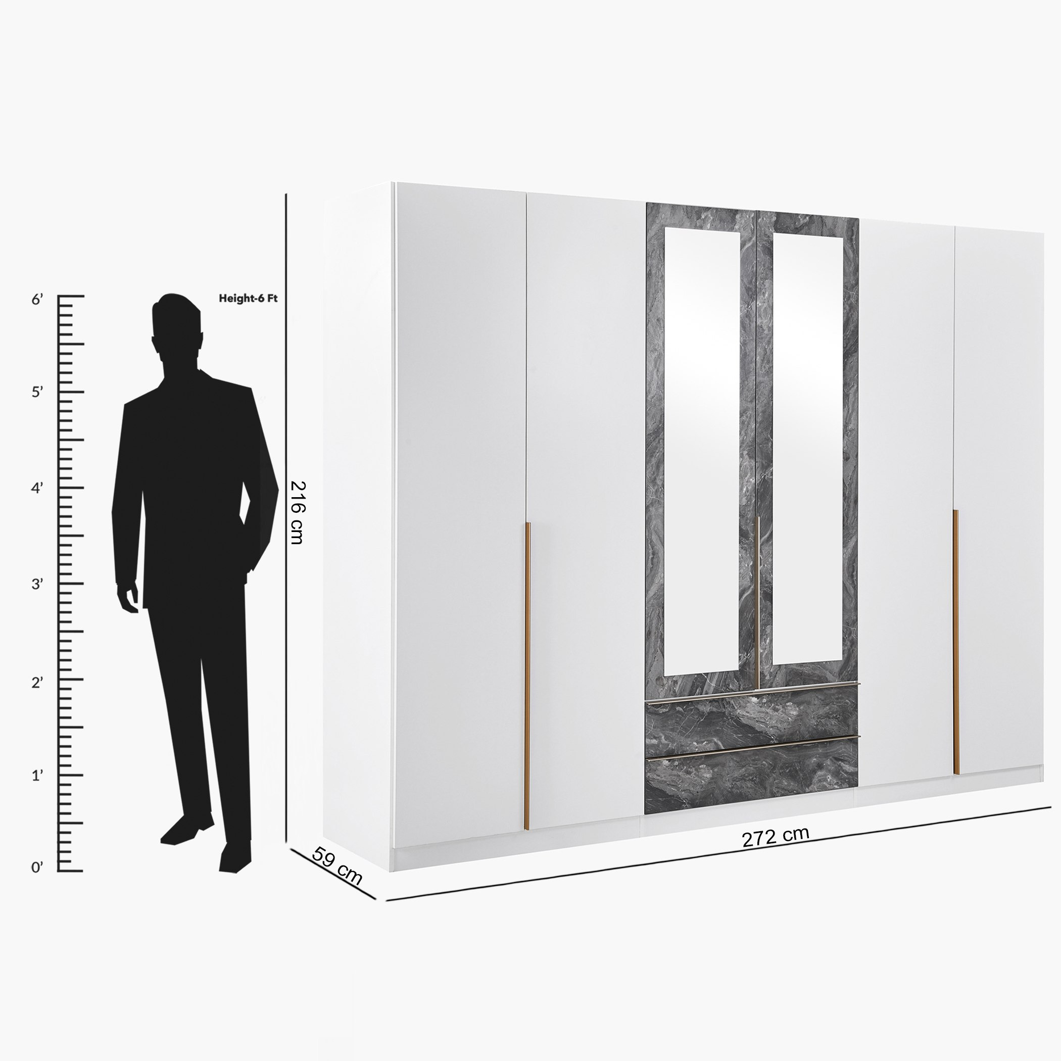 خزانة ملابس 6 أبواب ومرآتين من فوندي-hbxfurniture-wardrobes-image-7