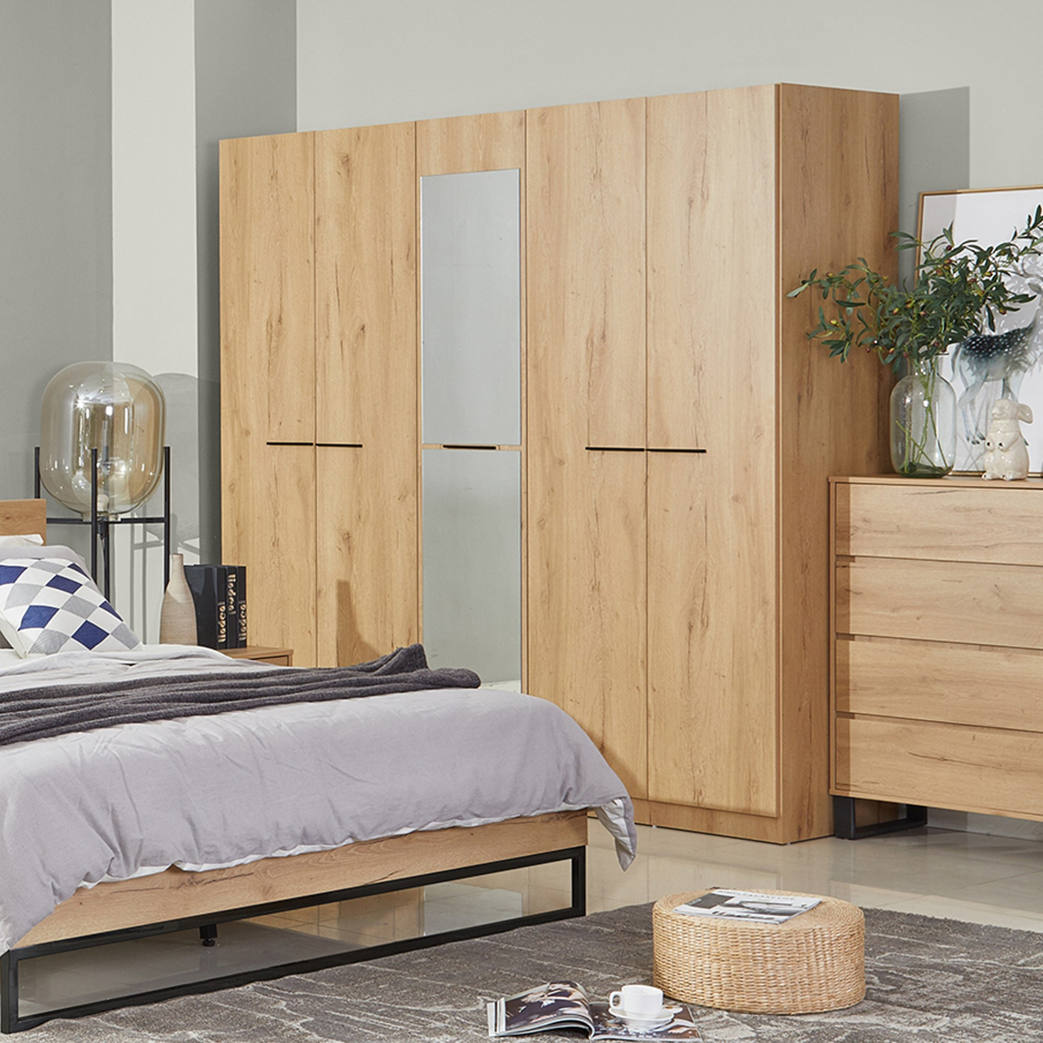 خزانة ملابس 5 أبواب بمرآة من تانجو-hbxfurniture-wardrobes-image-1