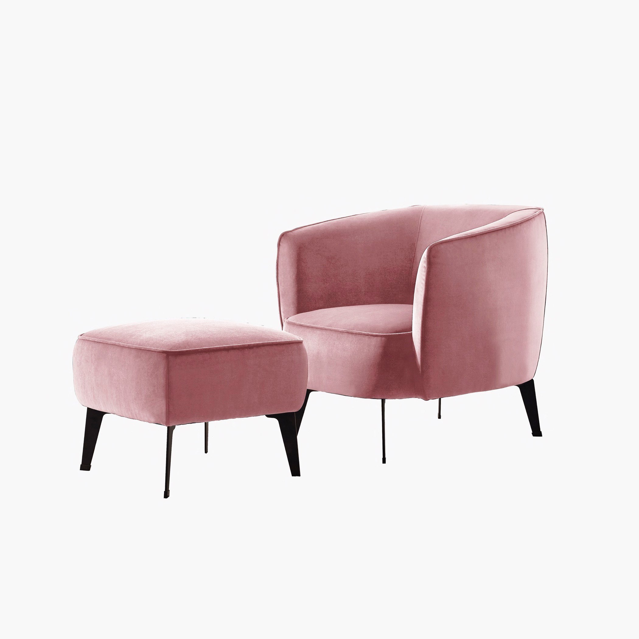 Miro Velvet Accent Chair With Stool-hbxfurniture-livingroom-sofasandsofasets-image-3