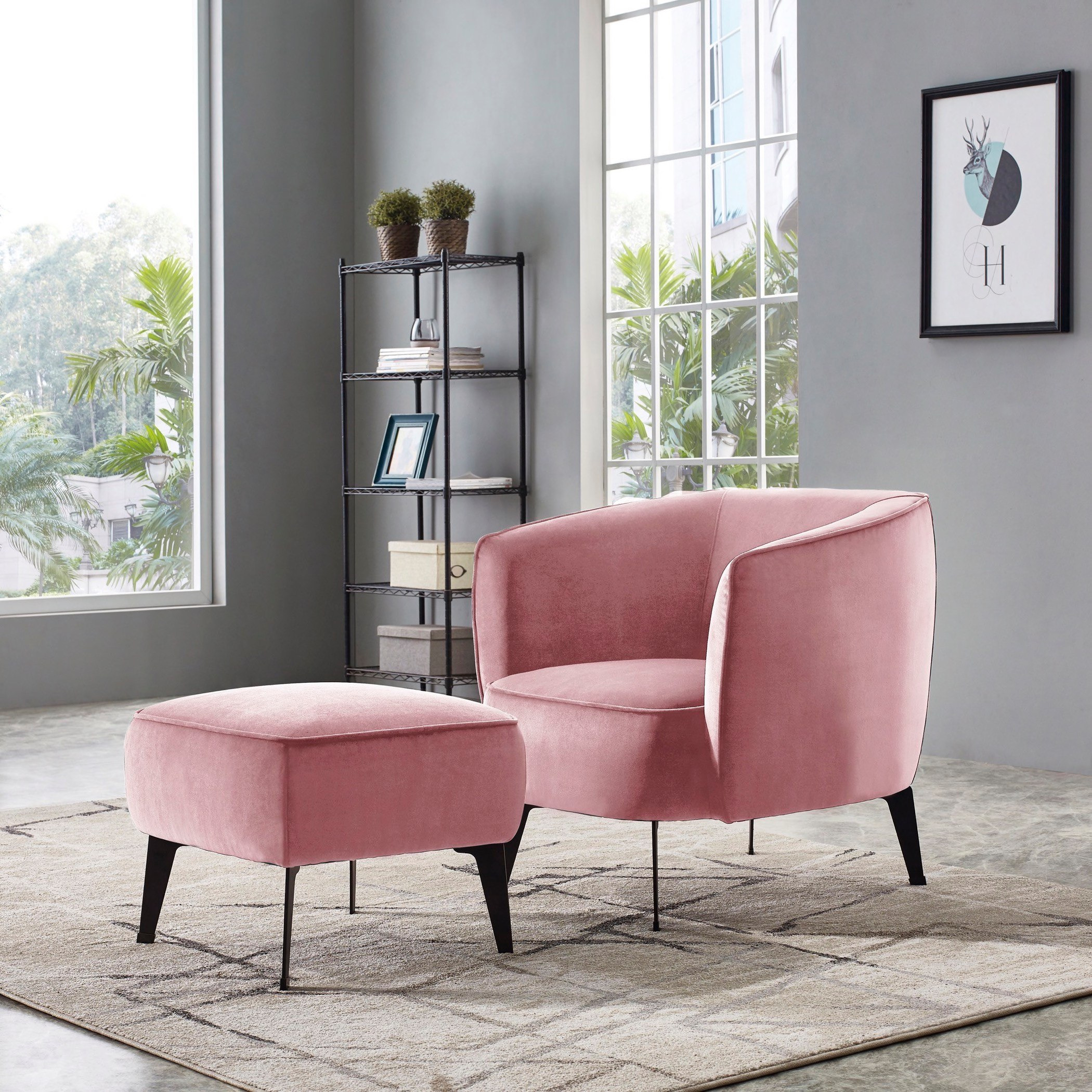 Miro Velvet Accent Chair With Stool-hbxfurniture-livingroom-sofasandsofasets-image-6