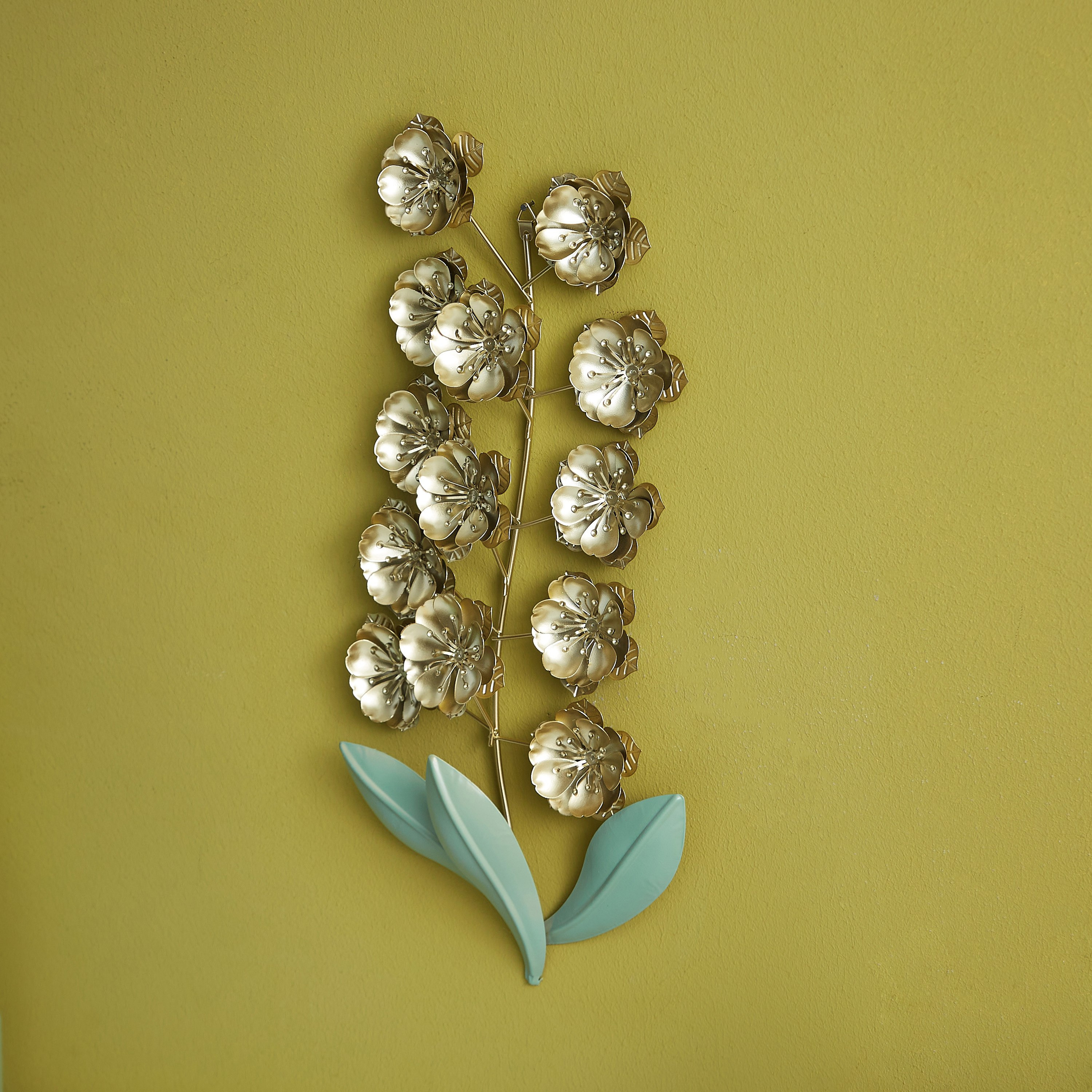 زينة حائط معدنية بتصميم أزهار من شيراز - 44x22x5.5 سم-hbxdiningroom-walldecor-wallart-image-2