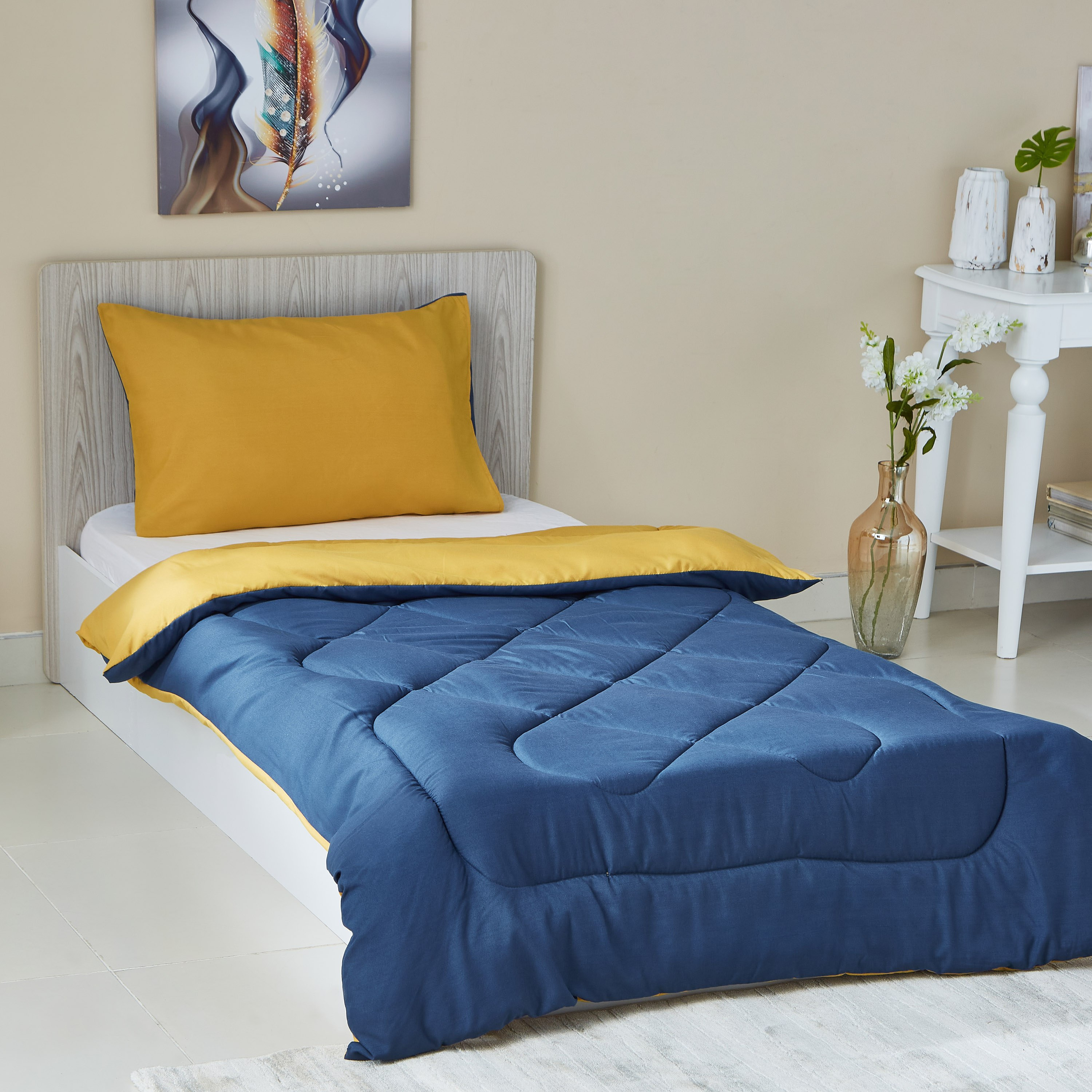طقم لحاف فردي من الألياف الدقيقة يستخدم على الوجهين من قطعتين 135x220 سم - ديربي-hbxkidsandyouth-beddingandfurnishings-comfortersets-image-1