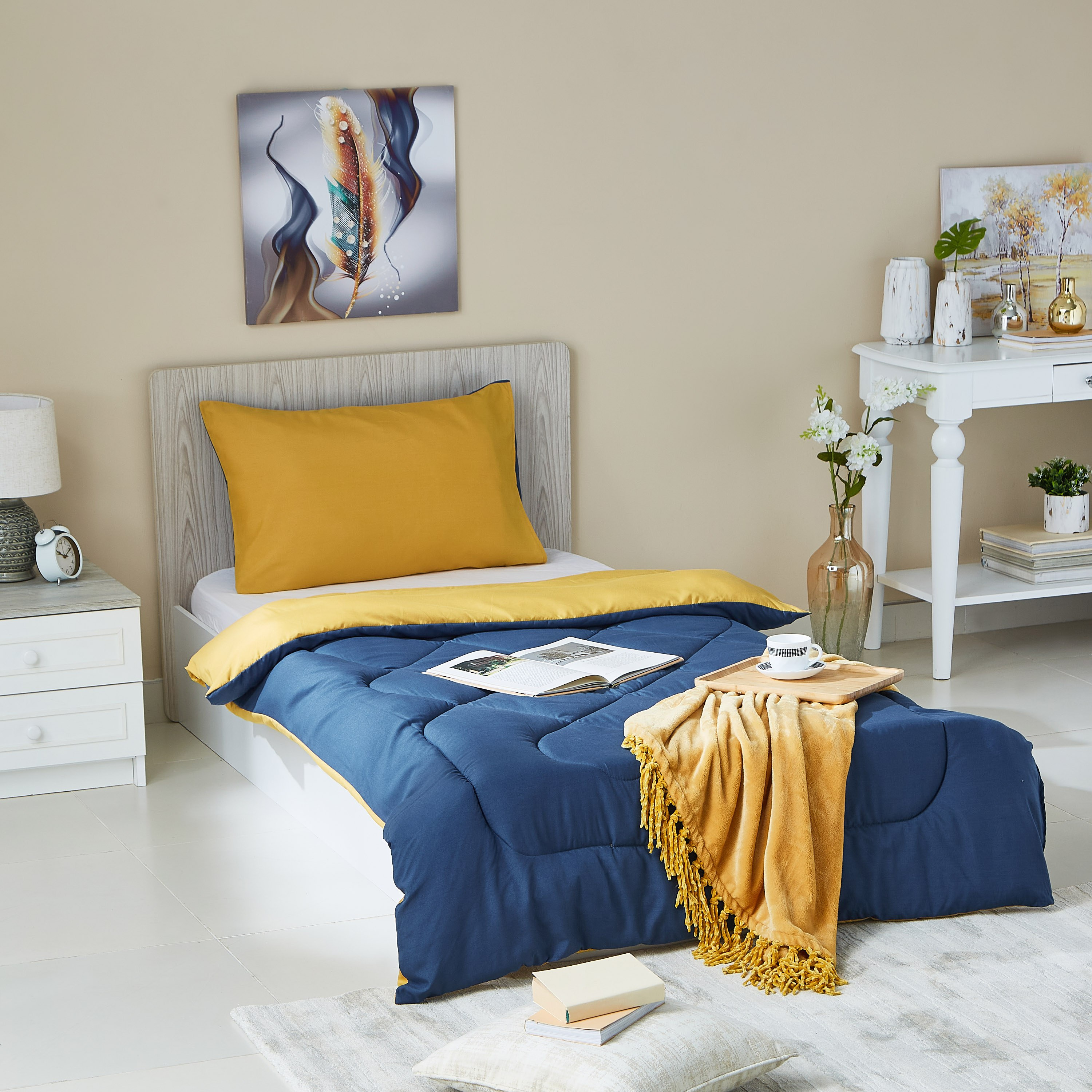 طقم لحاف فردي من الألياف الدقيقة يستخدم على الوجهين من قطعتين 135x220 سم - ديربي-hbxkidsandyouth-beddingandfurnishings-comfortersets-image-6
