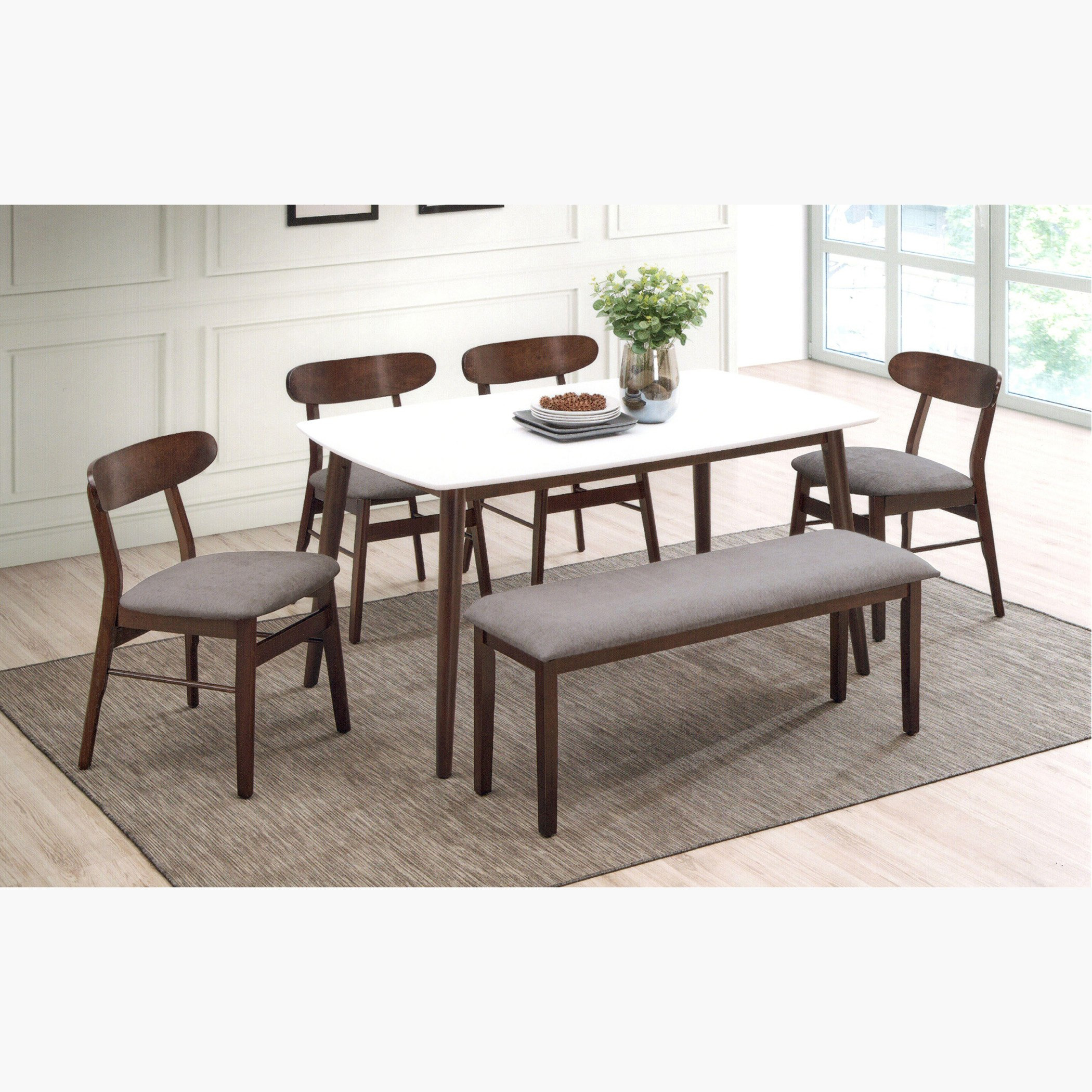 طقم سفرة 6 مقاعد مع مقعد بنش من ناتاليا-hbxfurniture-diningtablesandsets-diningsets-sixseater-image-1