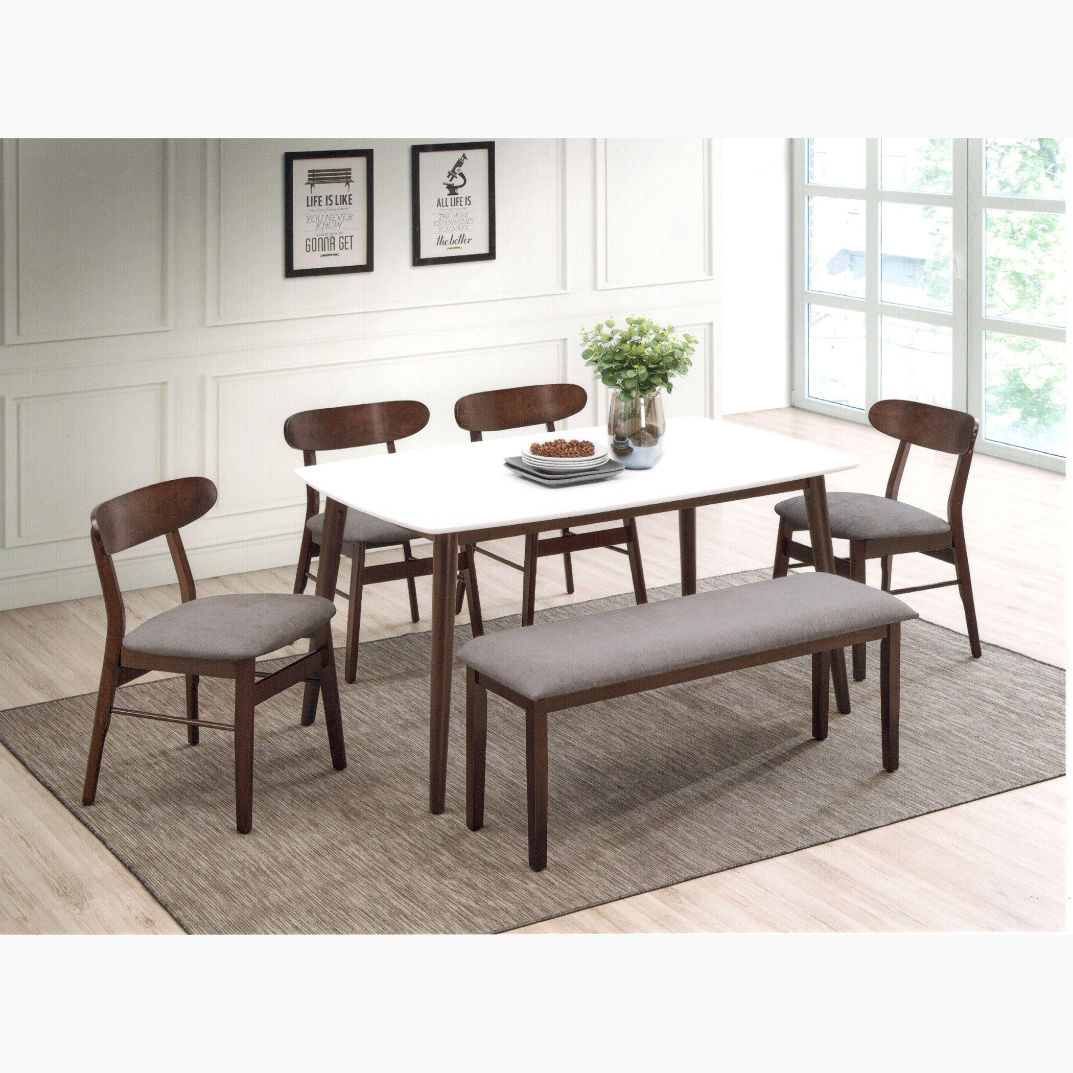 طقم سفرة 6 مقاعد مع مقعد بنش من ناتاليا-hbxfurniture-diningtablesandsets-diningsets-sixseater-image-5