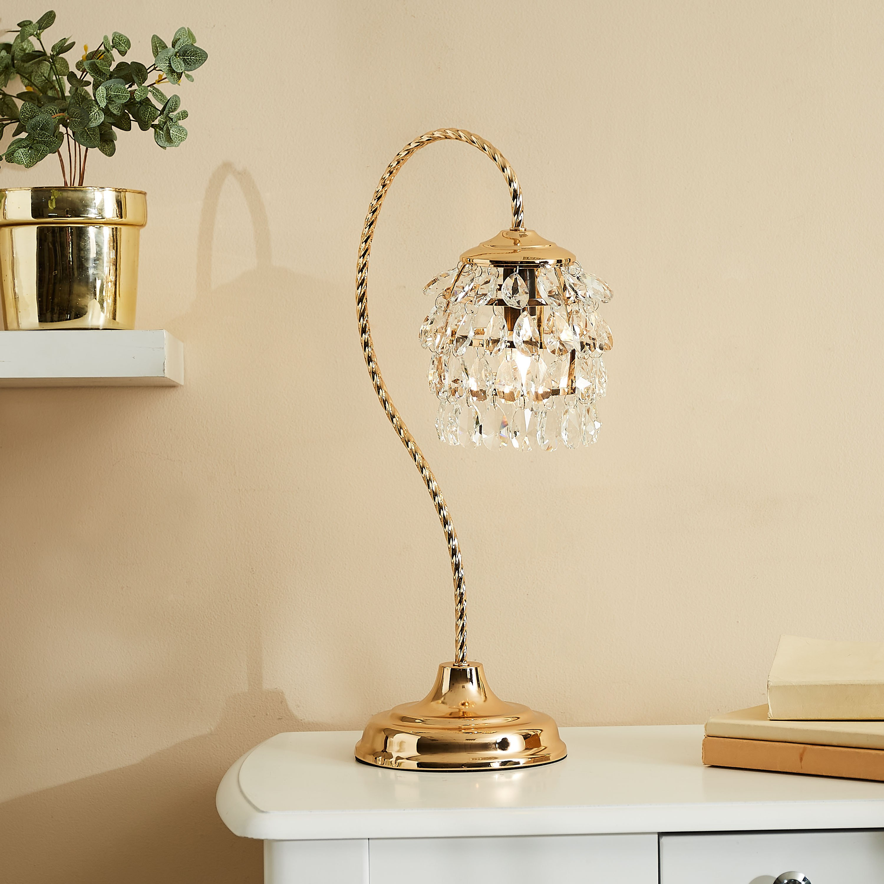 مصباح طاولة زجاج مع تعليقة كريستال مزينة من ستيلا - 28x58 سم-hbxlivingroom-lighting-tablelamps-image-1