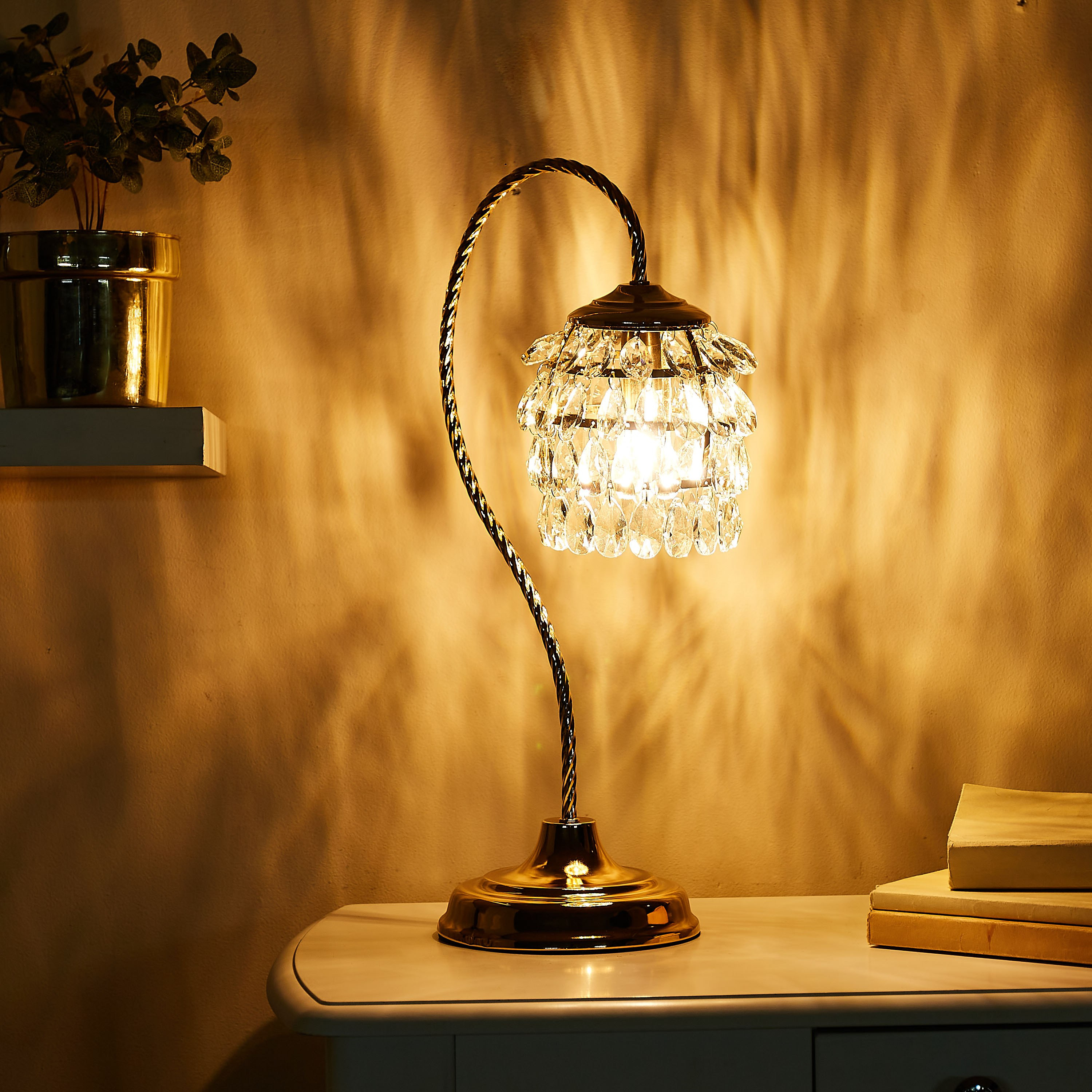 مصباح طاولة زجاج مع تعليقة كريستال مزينة من ستيلا - 28x58 سم-hbxlivingroom-lighting-tablelamps-image-2