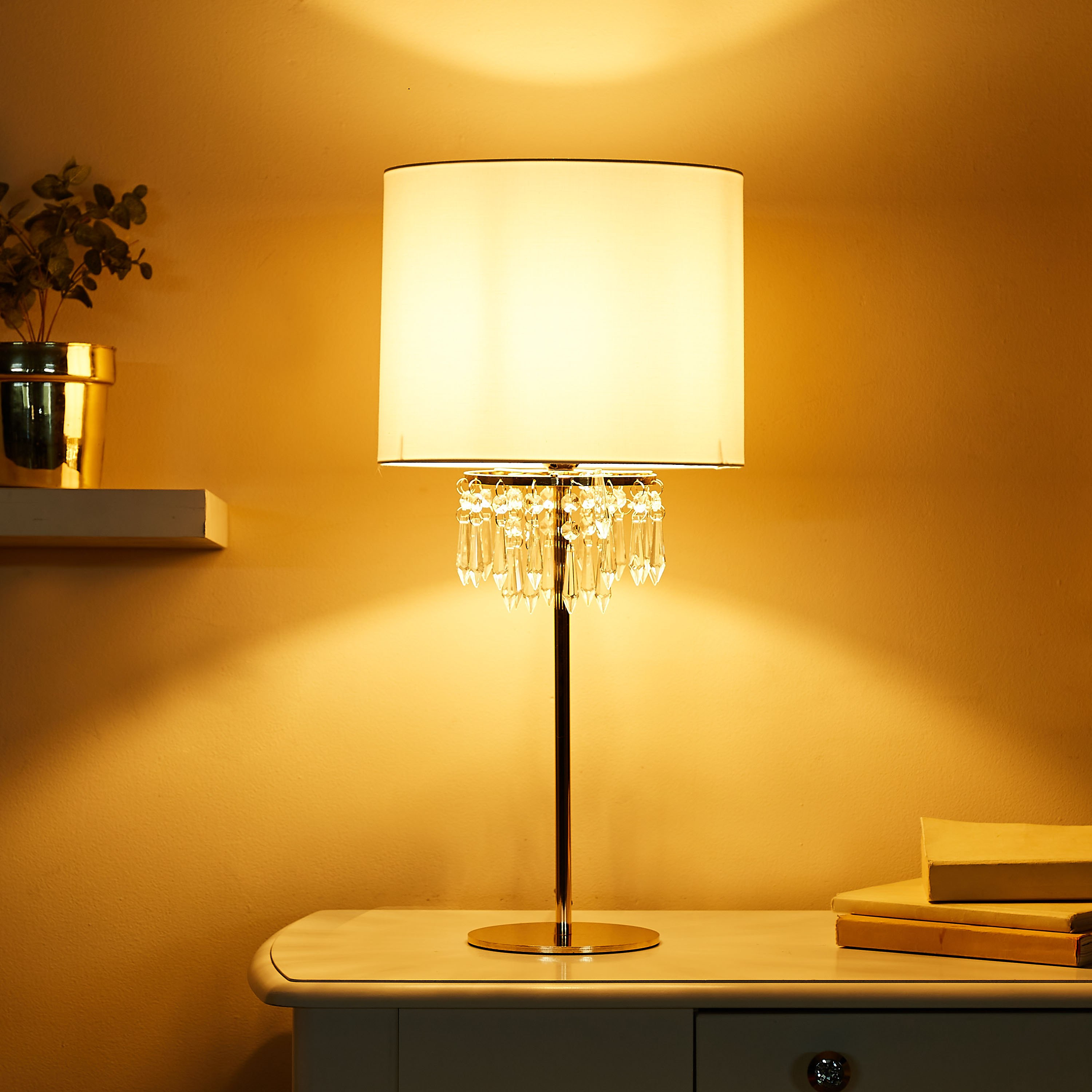 مصباح طاولة معدني مزخرف بتعليقة كريستال من هالي - 28x58 سم-hbxlivingroom-lighting-tablelamps-image-2