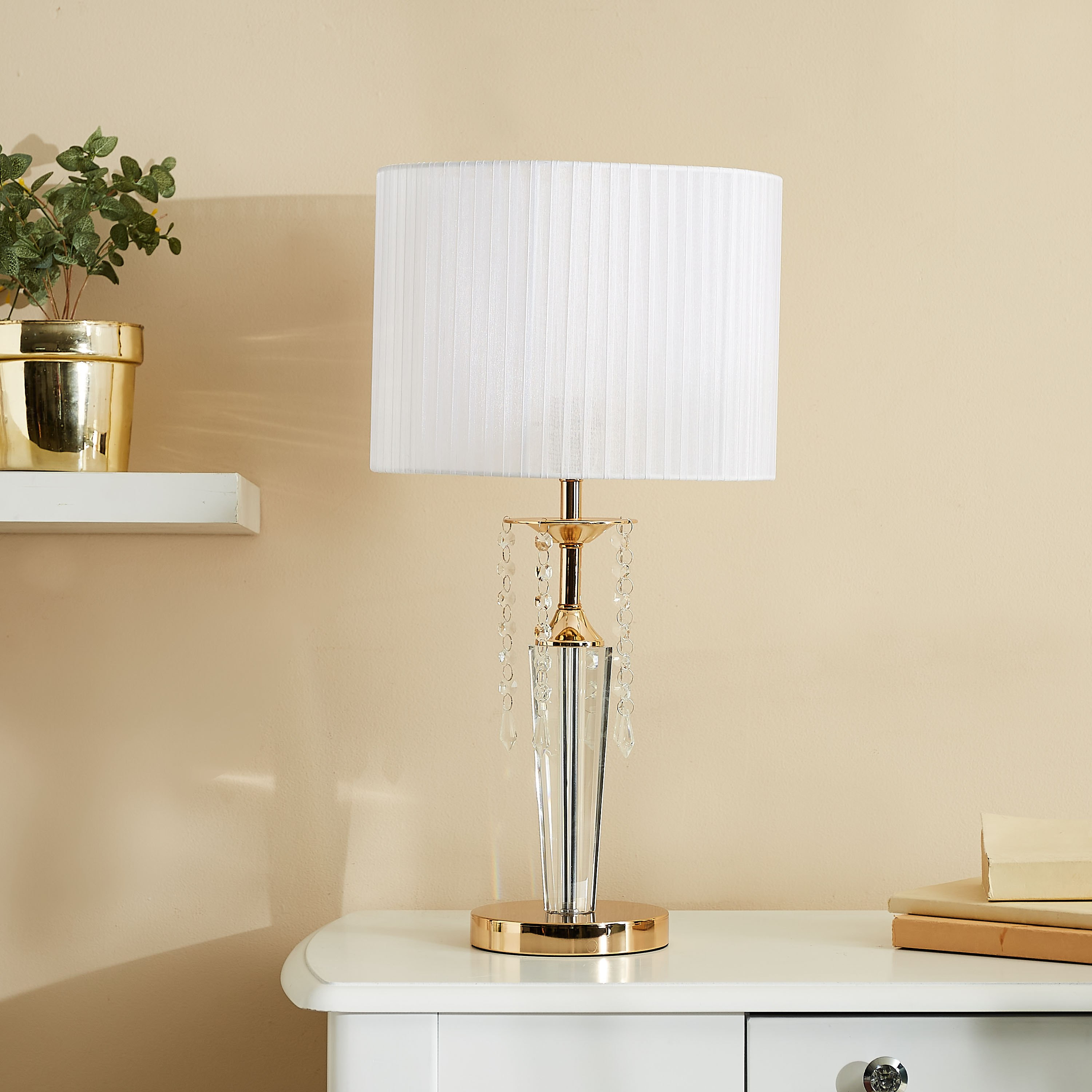 مصباح طاولة زجاج مع تعليقة كريستال مزخرفة من ستيلا - 28x58 سم-hbxlivingroom-lighting-tablelamps-image-1