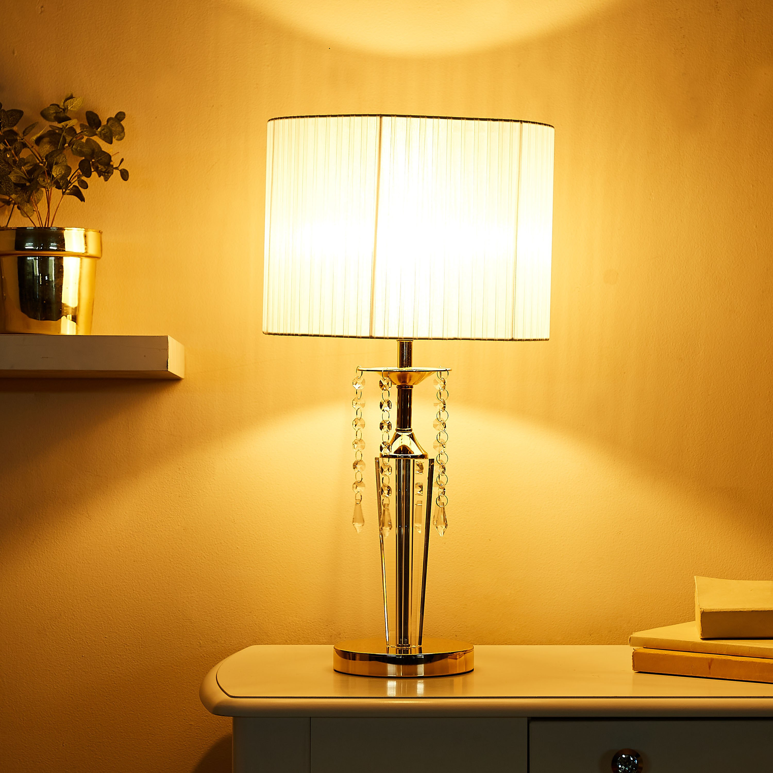 مصباح طاولة زجاج مع تعليقة كريستال مزخرفة من ستيلا - 28x58 سم-hbxlivingroom-lighting-tablelamps-image-2