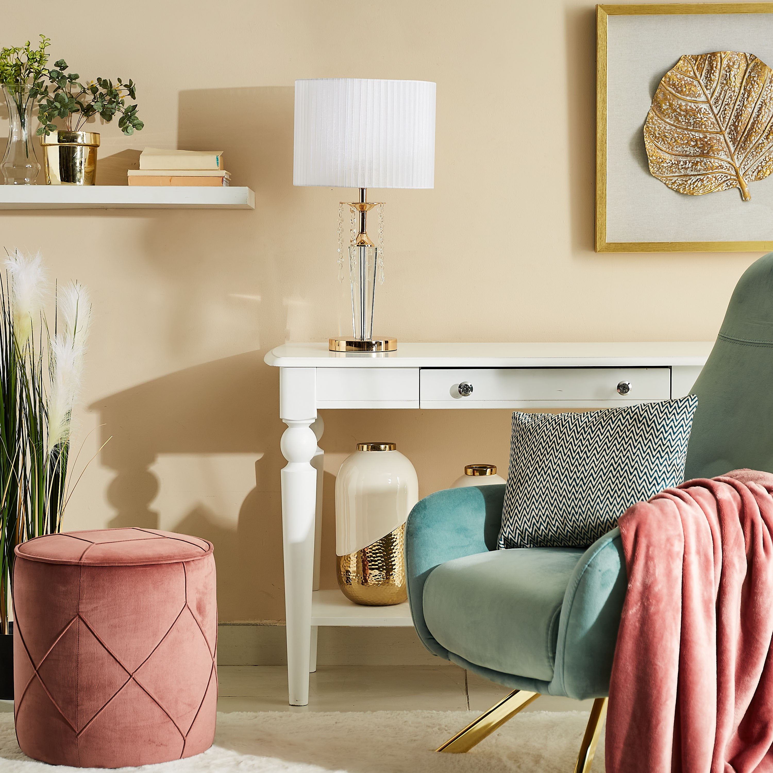 مصباح طاولة زجاج مع تعليقة كريستال مزخرفة من ستيلا - 28x58 سم-hbxlivingroom-lighting-tablelamps-image-4