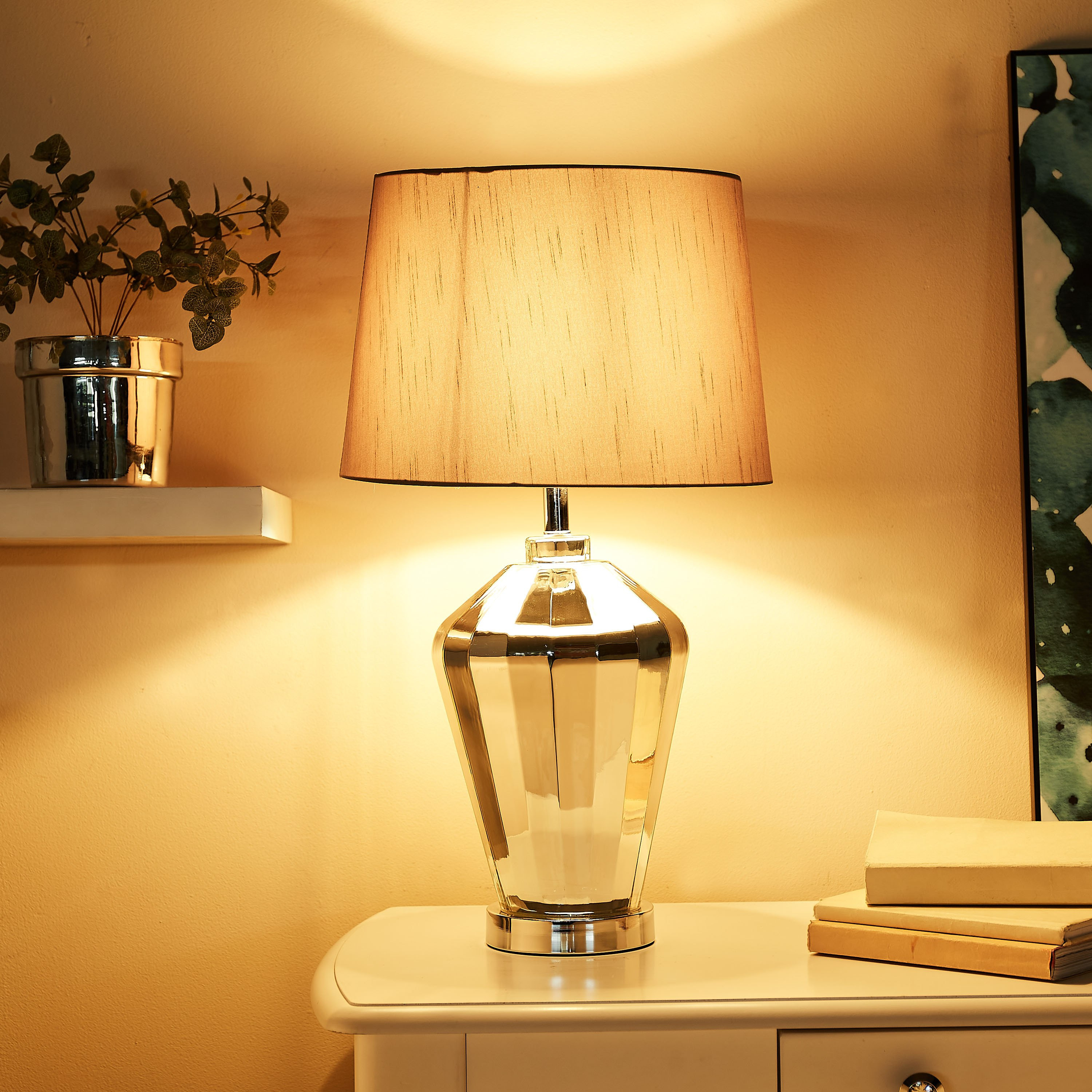 مصباح طاولة زجاج مع تعليقة كريستال مزخرفة من ستيلا - 28x58 سم-hbxlivingroom-lighting-tablelamps-image-2