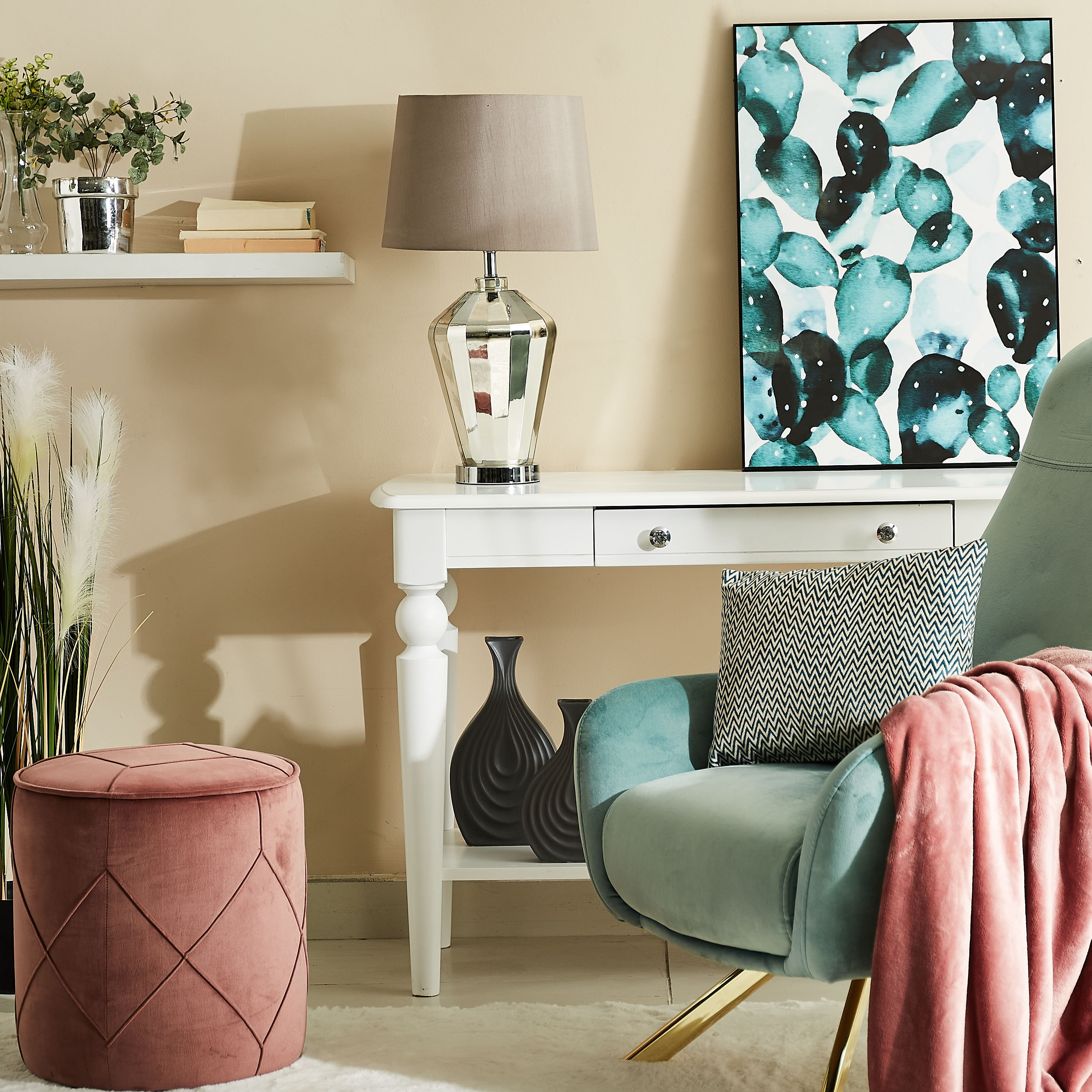 مصباح طاولة زجاج مع تعليقة كريستال مزخرفة من ستيلا - 28x58 سم-hbxlivingroom-lighting-tablelamps-image-4