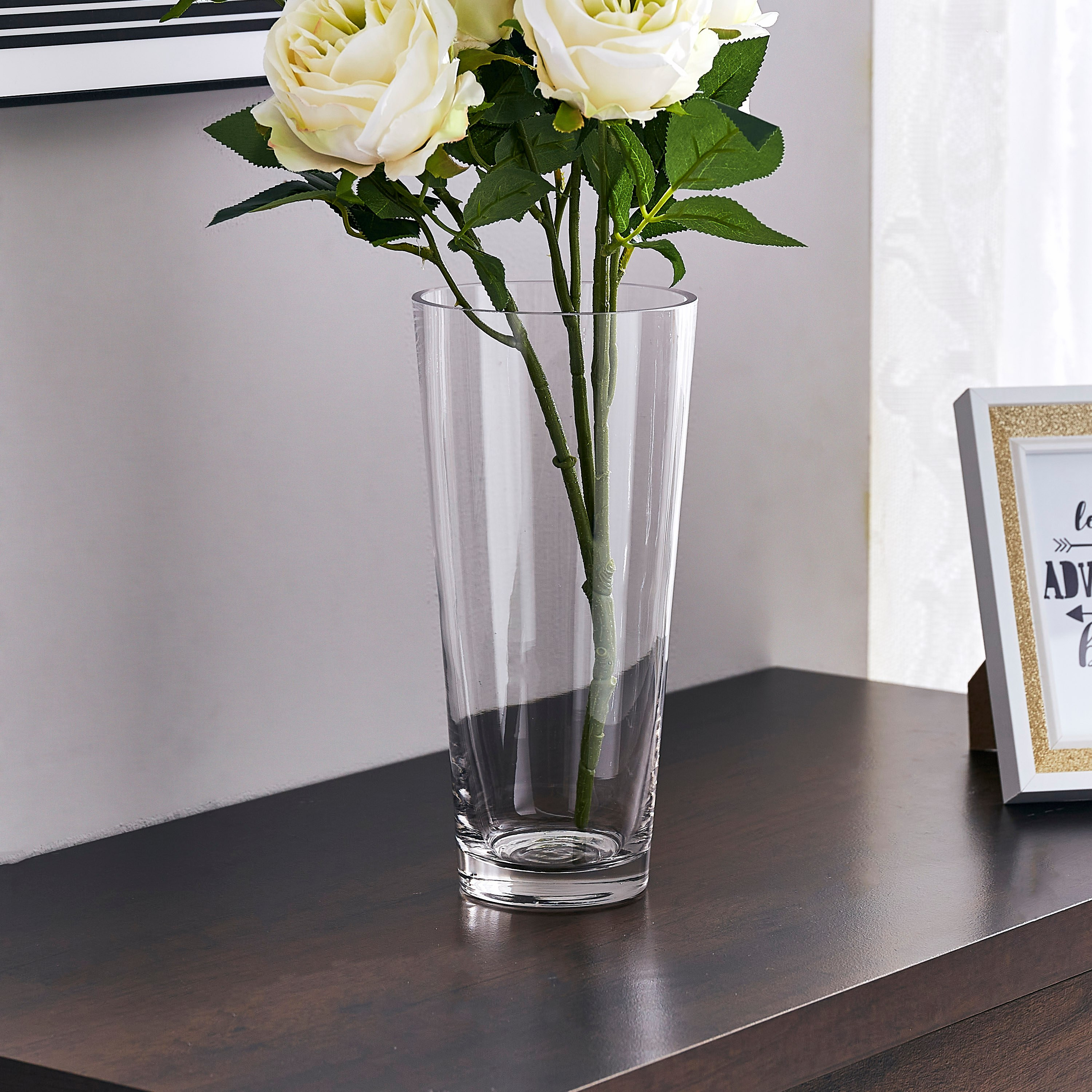 مزهرية زجاج بتصميم مخروطيّ من أتلانتا - 12x8x25 سم-hbxbedroom-decorandaccessories-vases-image-1
