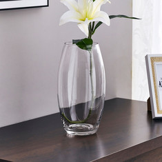 مزهرية زجاج بيضاوية شفافة من أتلانتا - 13x13x35 سم