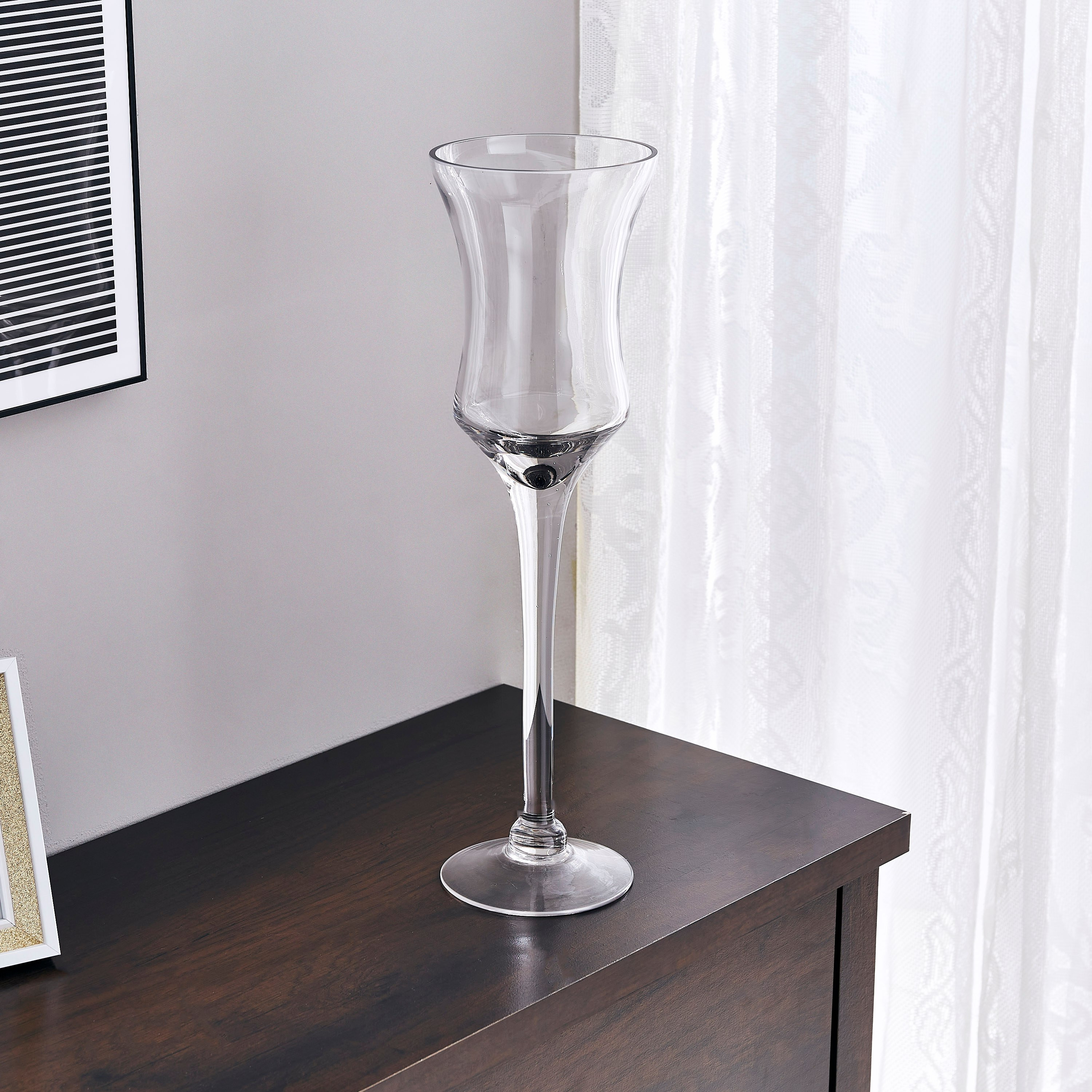 مزهرية زجاجيّة طويلة شفافة من أتلانتا - 14.5x14.5x50 سم-hbxbedroom-decorandaccessories-vases-image-2