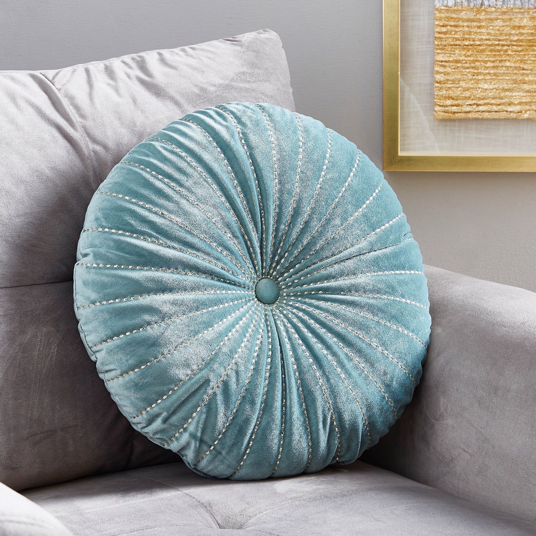 Serene Velvet Embroidered Round Filled Cushion - 45 cm-hbxlivingroom-furnishings-cushionsandcovers-filledcushions-image-1