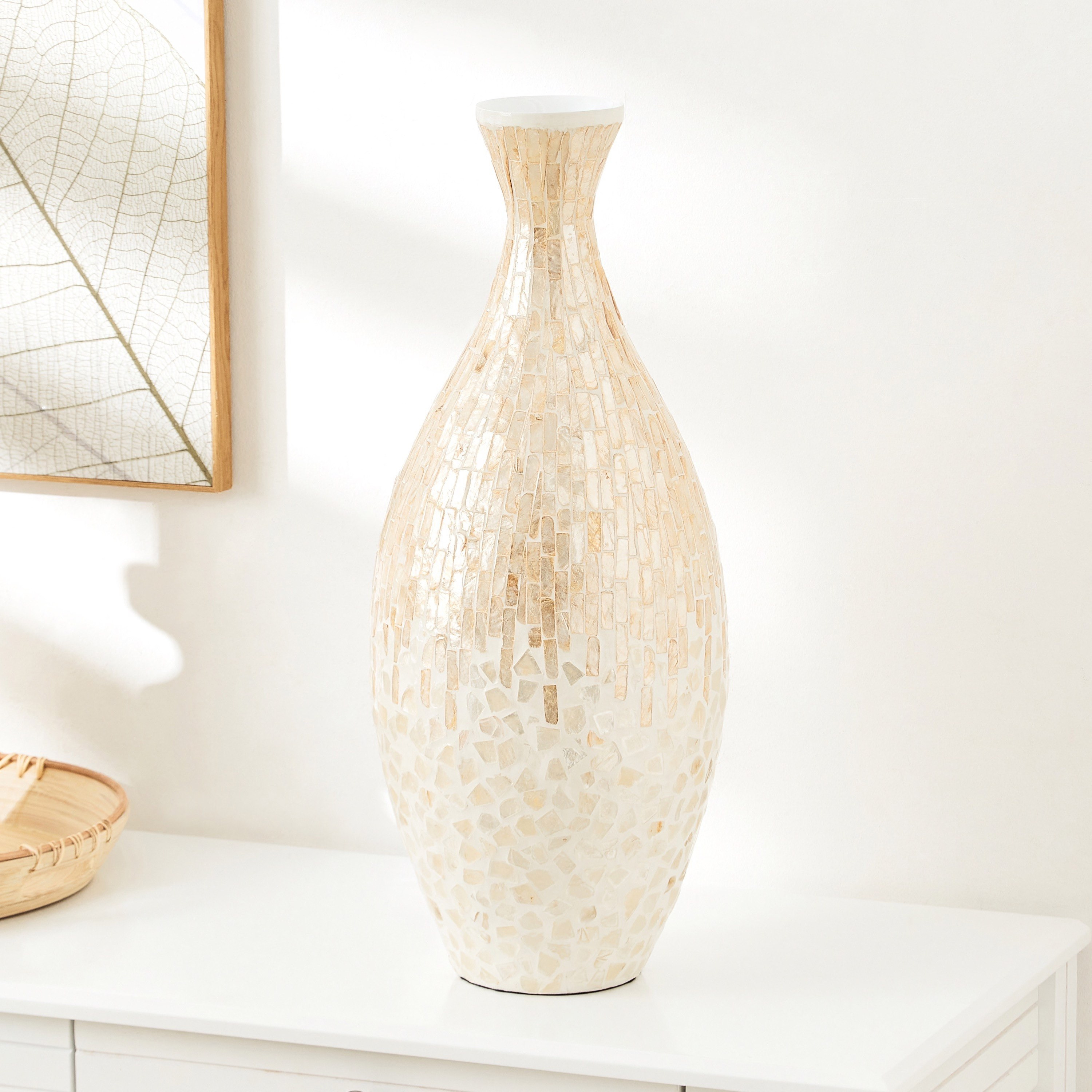 Ezra Bamboo Capiz Razzmatazz Floor Vase - 24x60 cm-hbxbedroom-decorandaccessories-vases-image-1