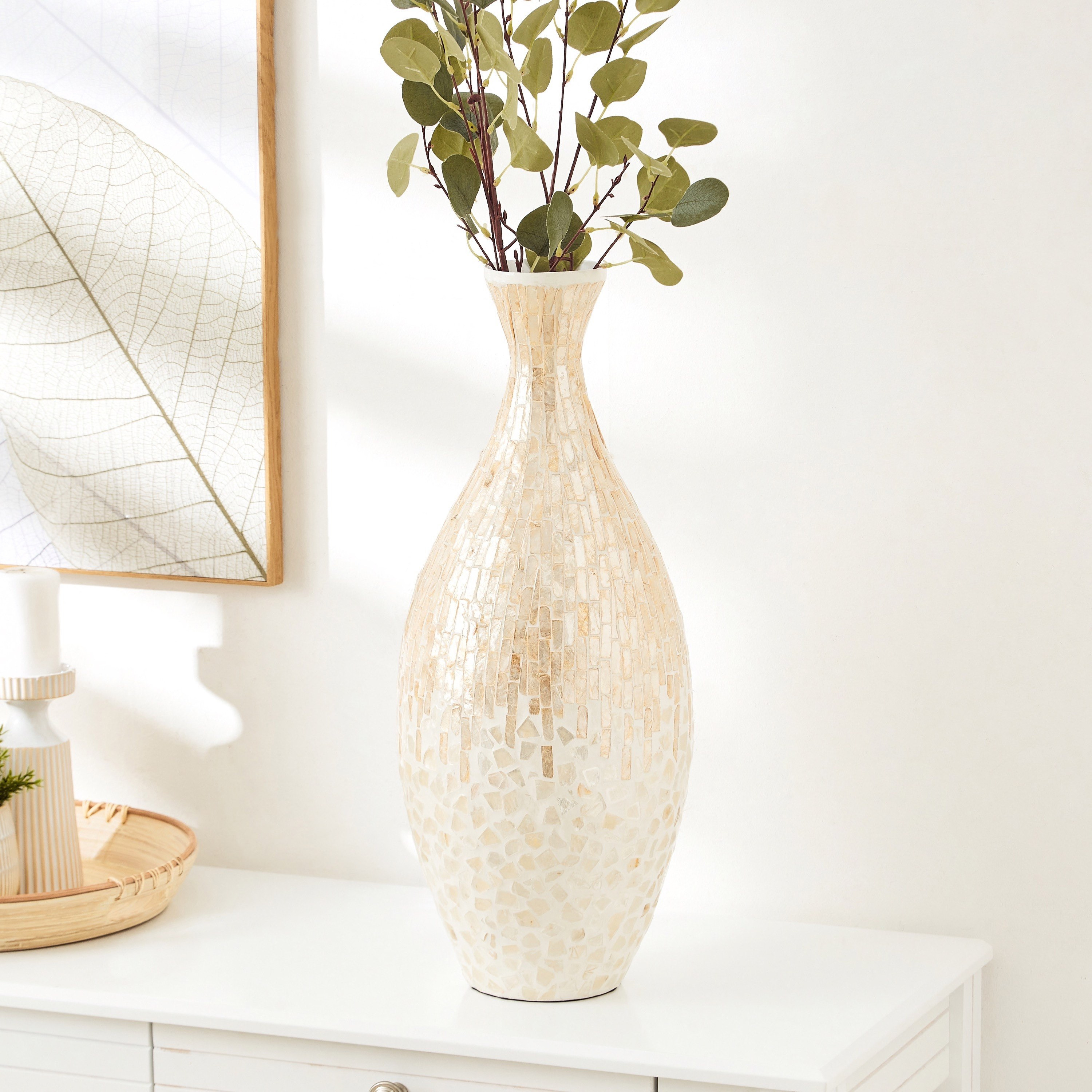 Ezra Bamboo Capiz Razzmatazz Floor Vase - 24x60 cm-hbxbedroom-decorandaccessories-vases-image-2