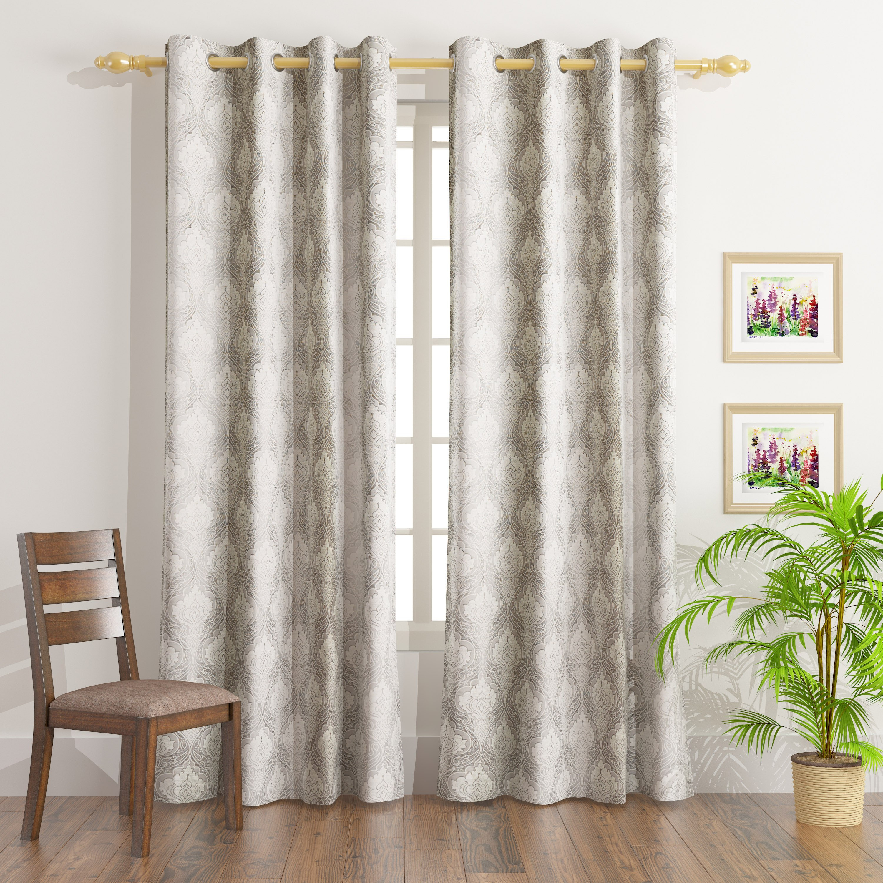 طقم ستائر جاكارد قطعتين من ريجنسي داماسك - 135x240 سم-hbxhomeware-hbxdecorandfurnishings-image-1