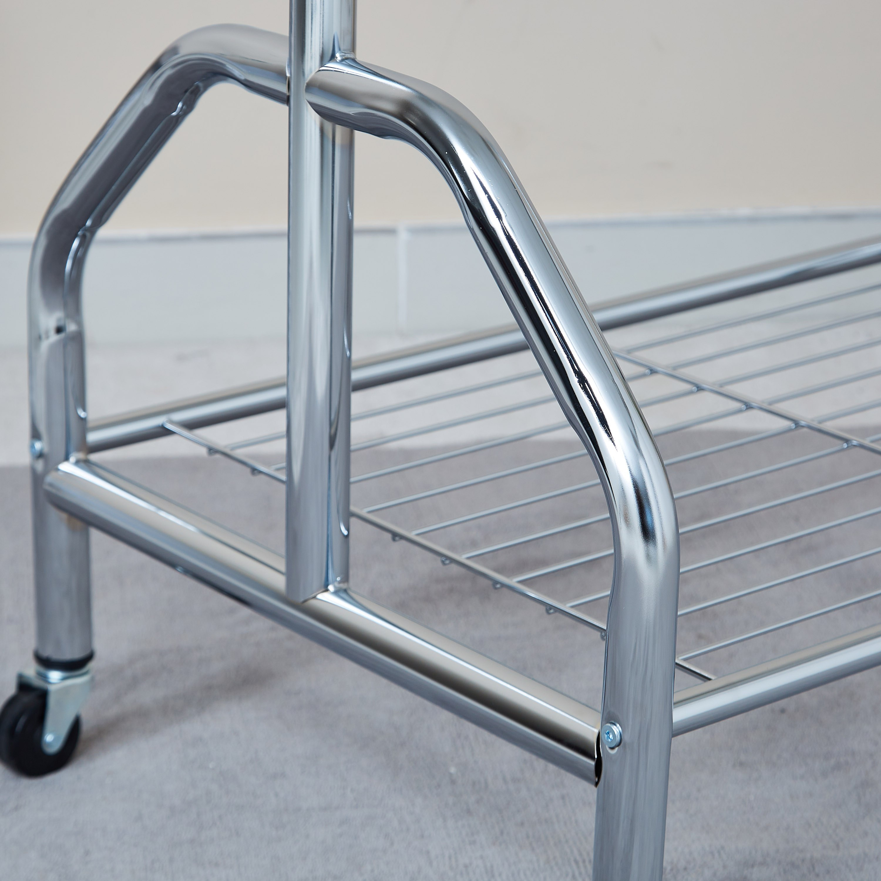 Lapis Garment Chrome Rack with Wheels - 120x50x169 cm-hbxlivingroom-decorandaccessories-coathangers-image-3