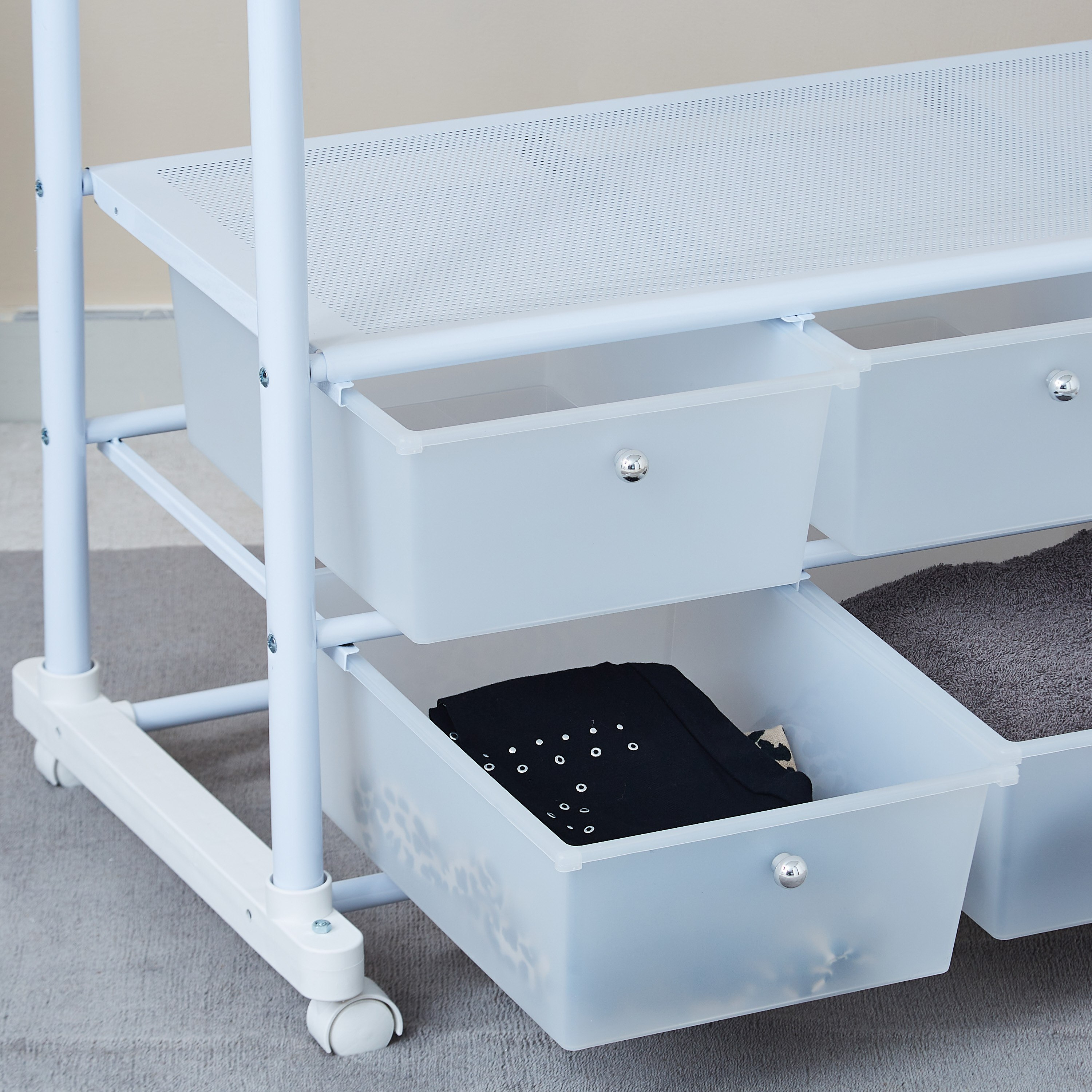Lapis Garment Rack Extendable up to 156 cm with 6 Drawers - 104x48x142 cm-hbxhomeware-bathandlaundry-clothesdryingracks-image-3