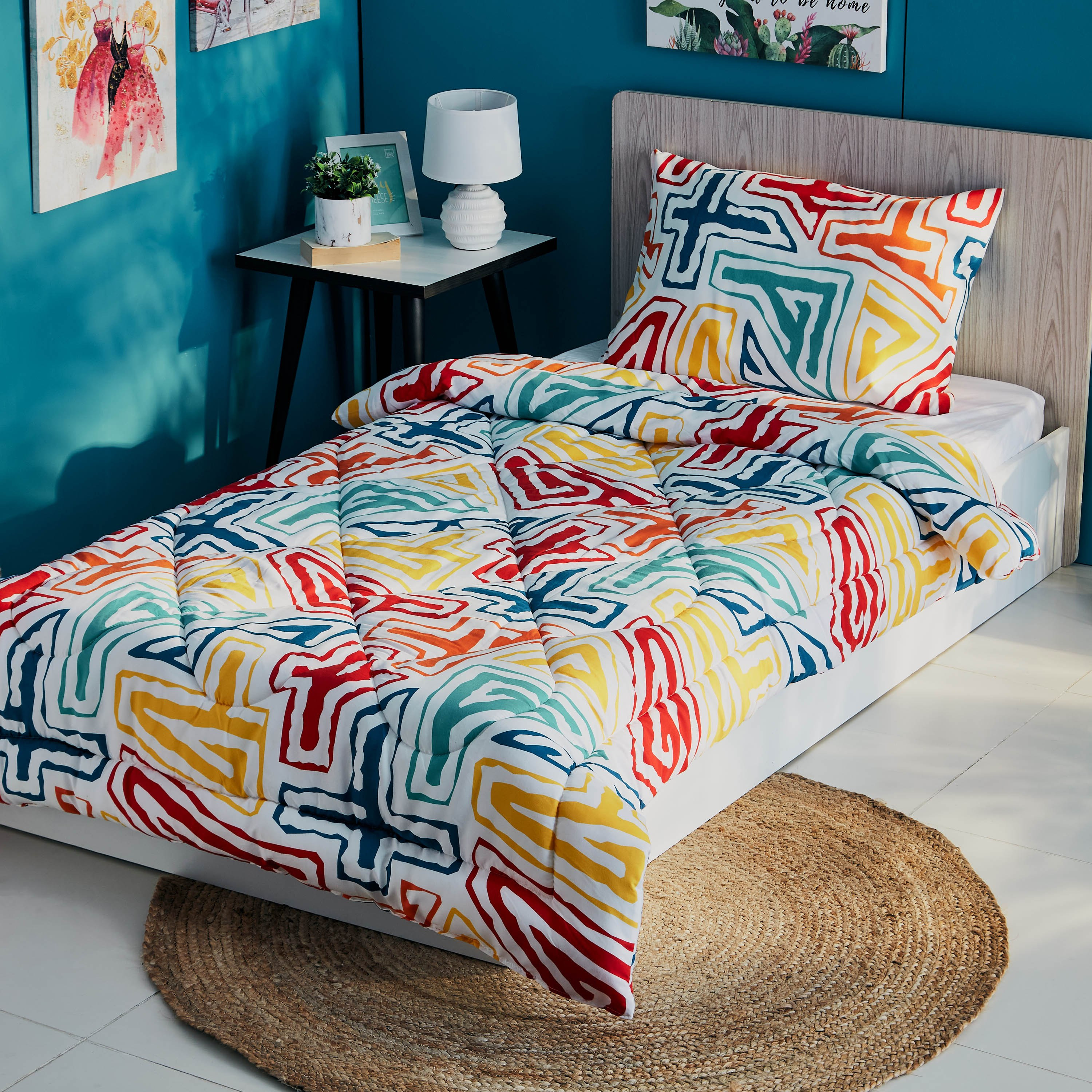 طقم لحاف فردي بطبعات قطعتين من إنتاليو جيو - 135x220 سم-hbxhomeware-hbxkidsandyouth-image-1